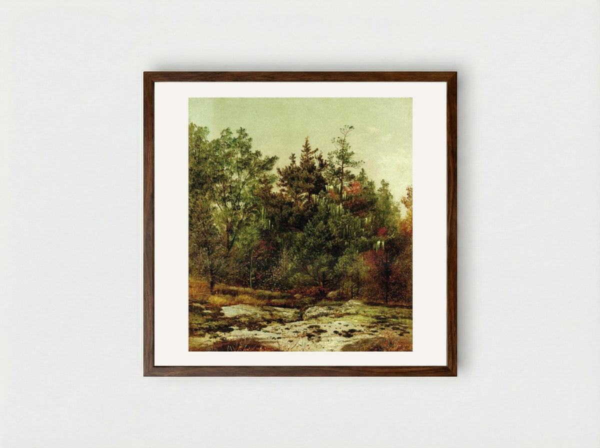 Study at Ramapo, New York - David Johnson - Framed Print Dark Wood