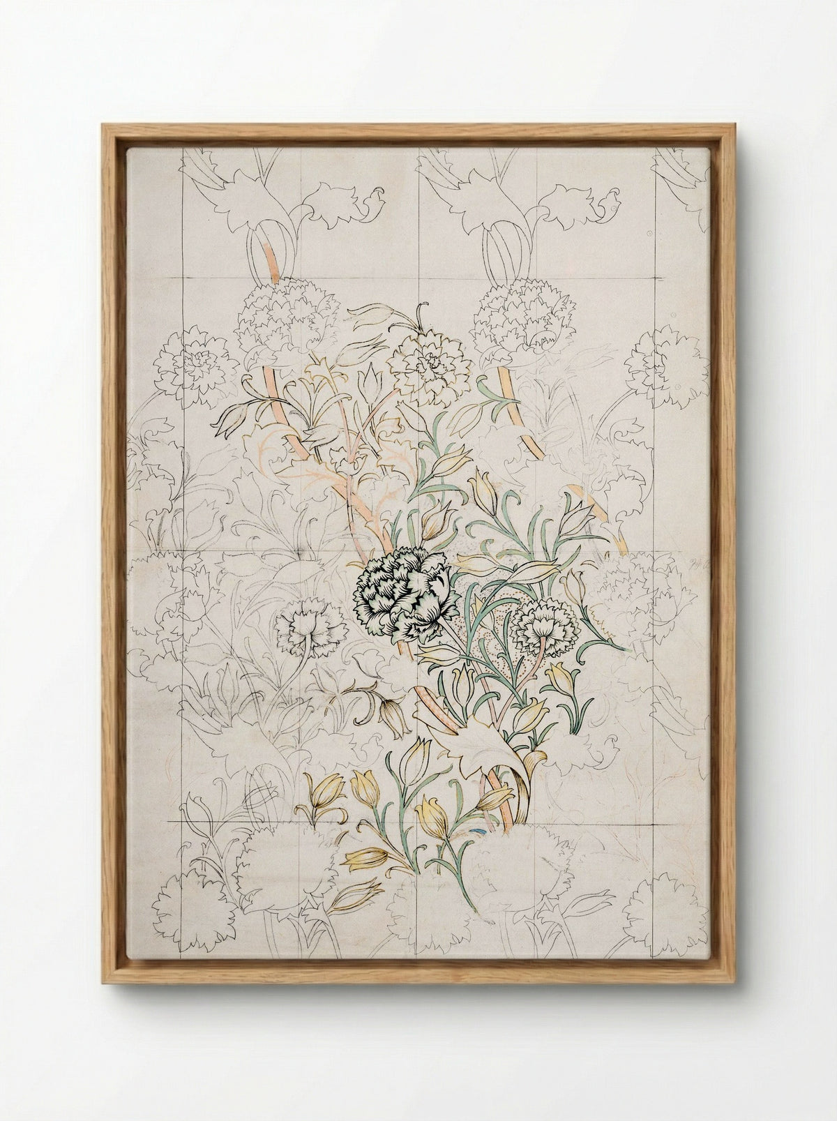 Study for 'Wild Tulip' Wallpaper - William Morris - Framed Canvas Wood
