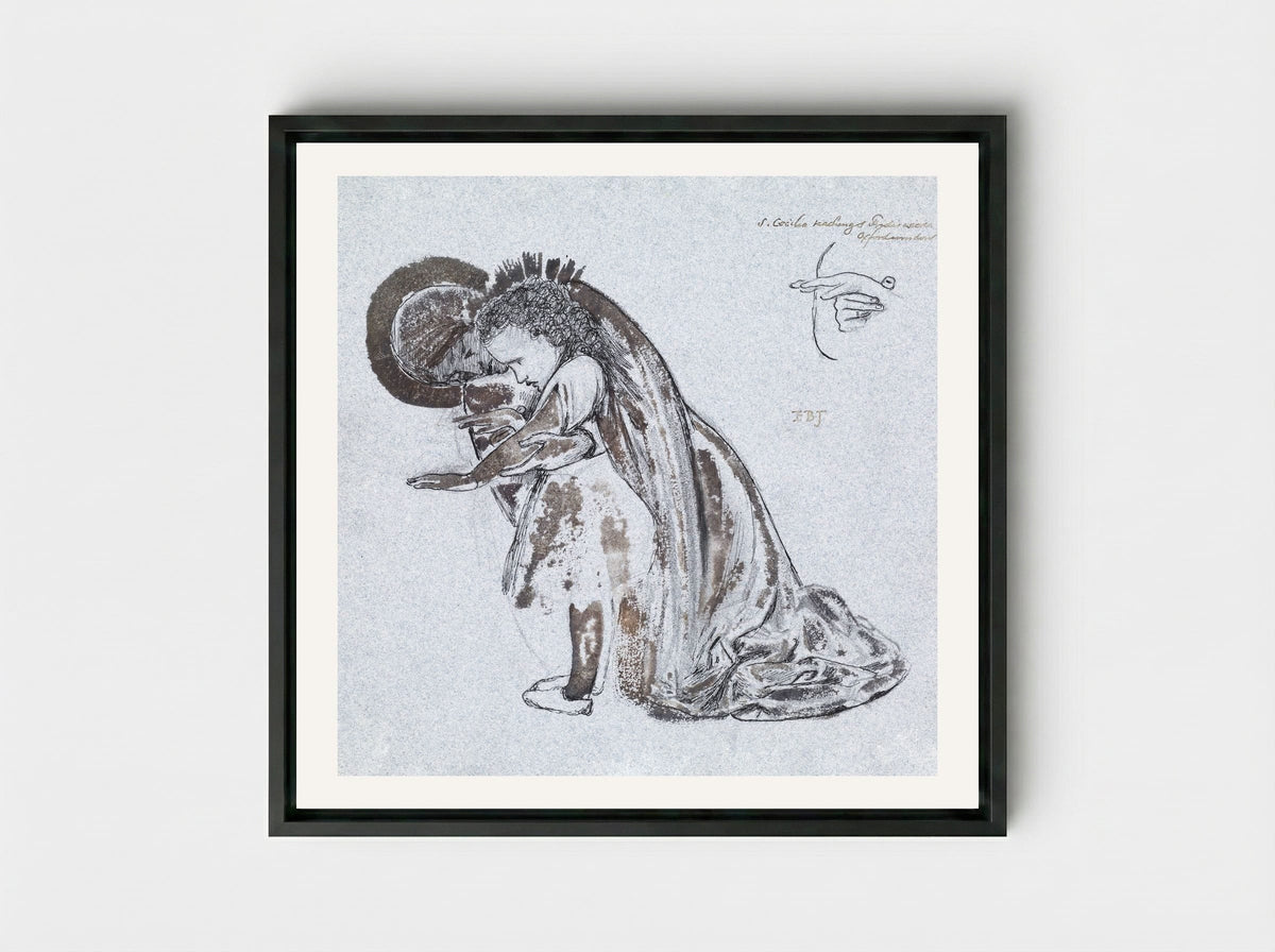 Study of St Cecilia Teaching St Frideswide - Edward Burne-Jones - Framed Canvas Black