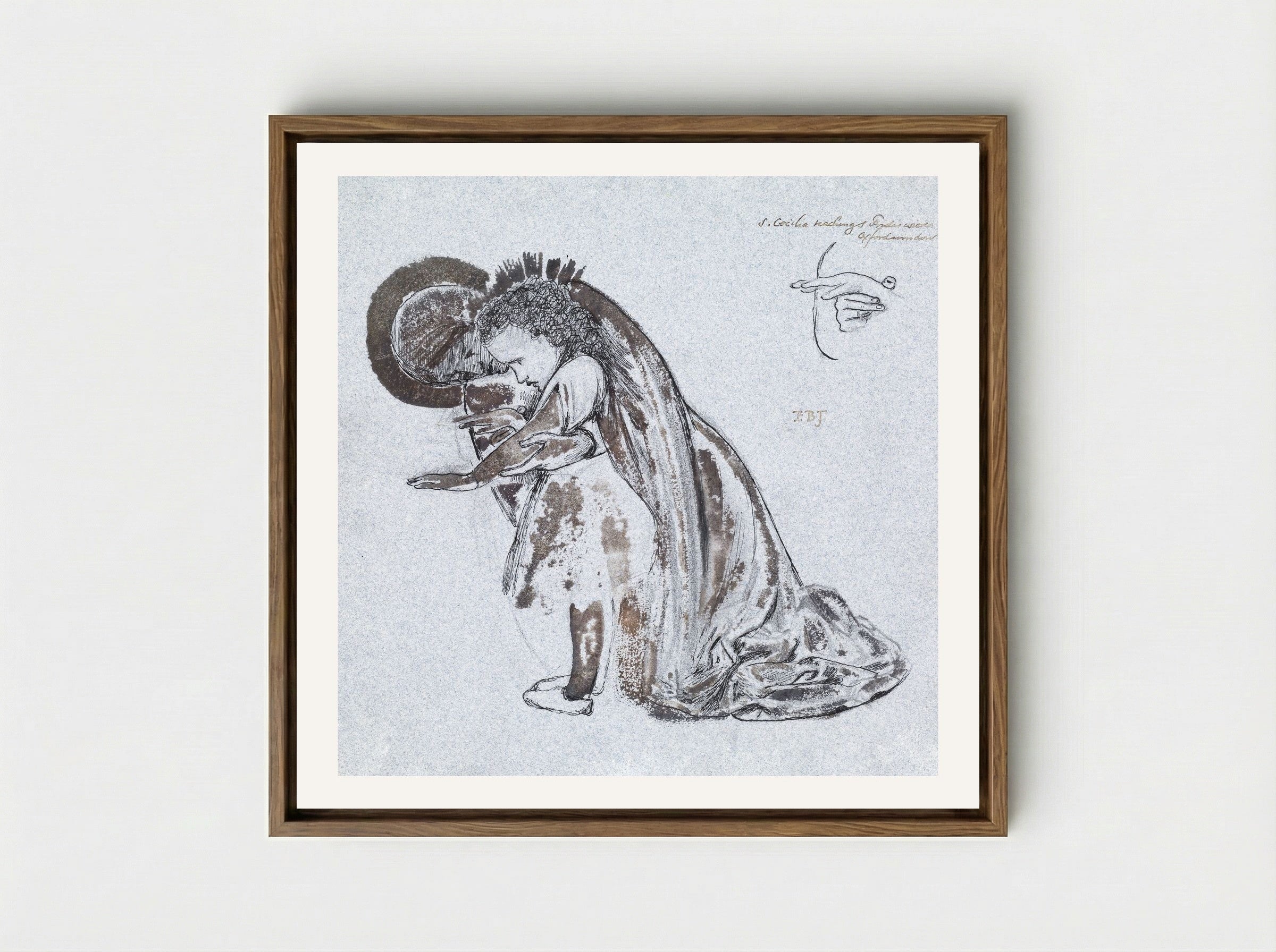 Study of St Cecilia Teaching St Frideswide - Edward Burne-Jones - Framed Canvas Wood