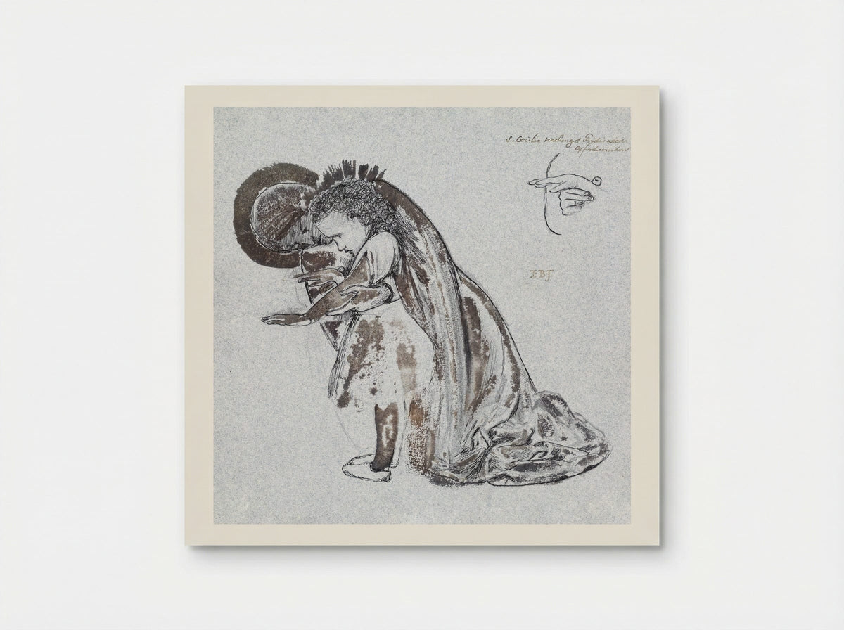 Study of St Cecilia Teaching St Frideswide - Edward Burne-Jones - Poster