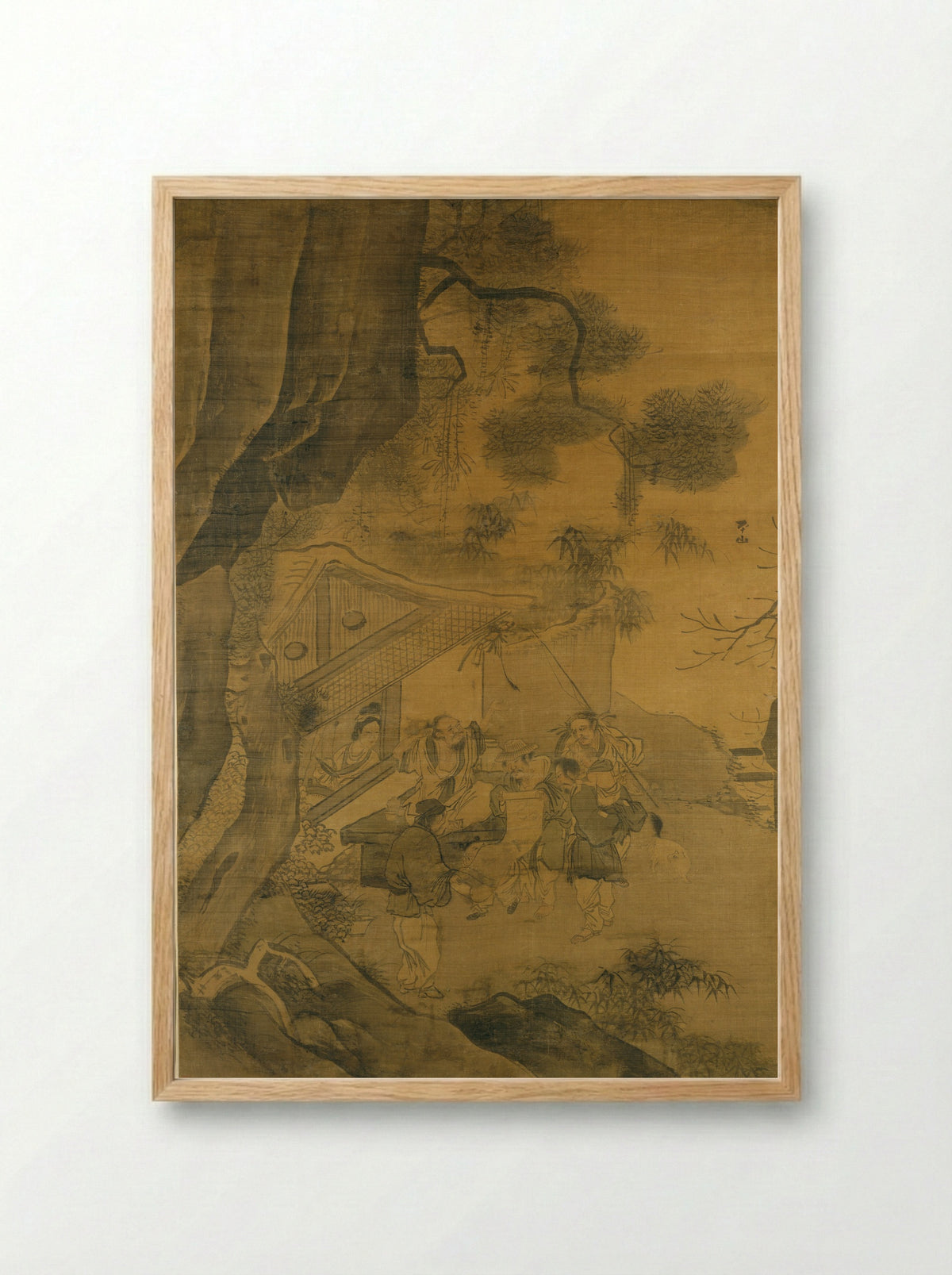 Studying a Painting - Zhang Lu - Framed Print Wood