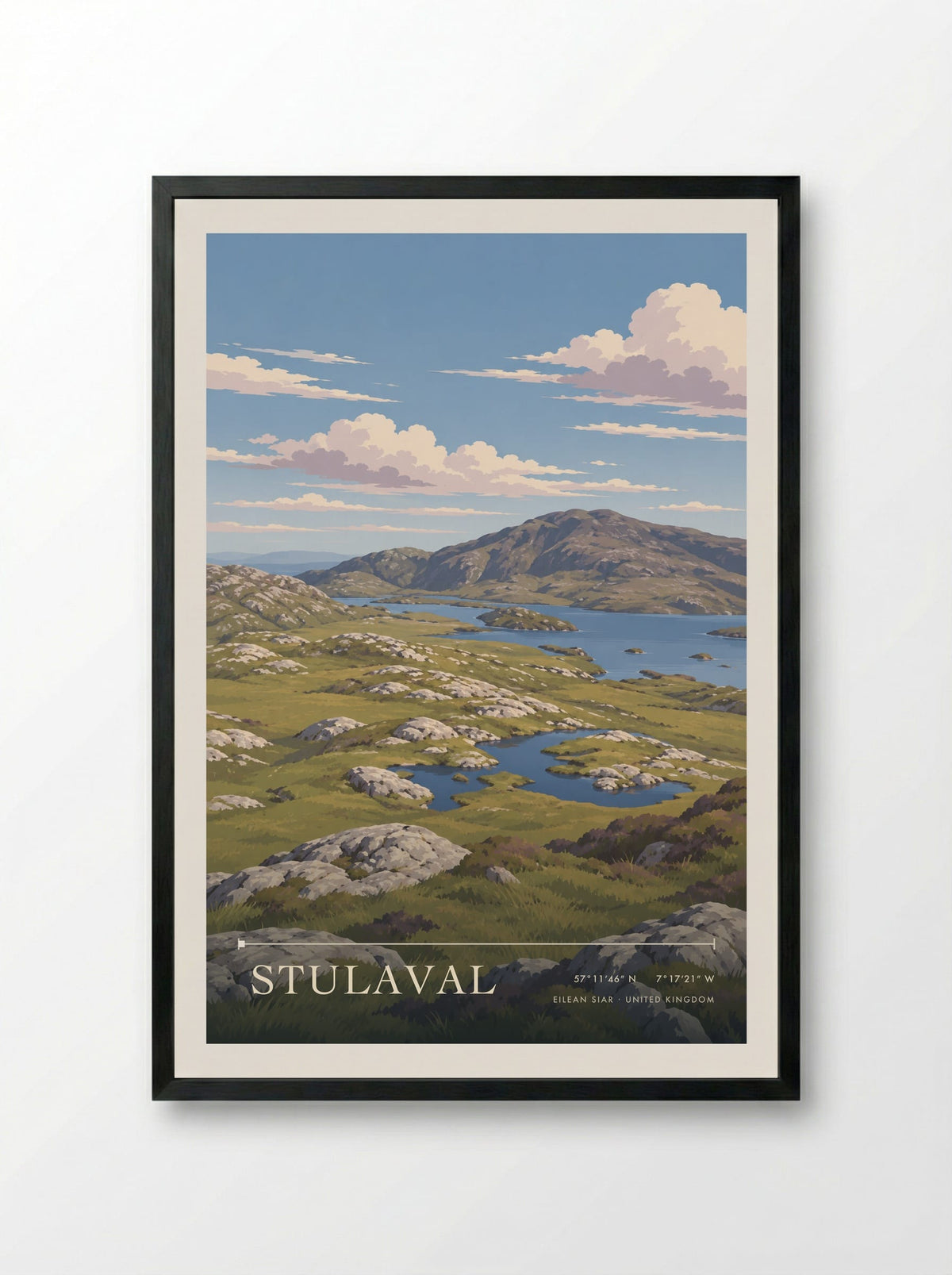 Stulaval, Eilean Siar | Travel Poster - Framed Print Black