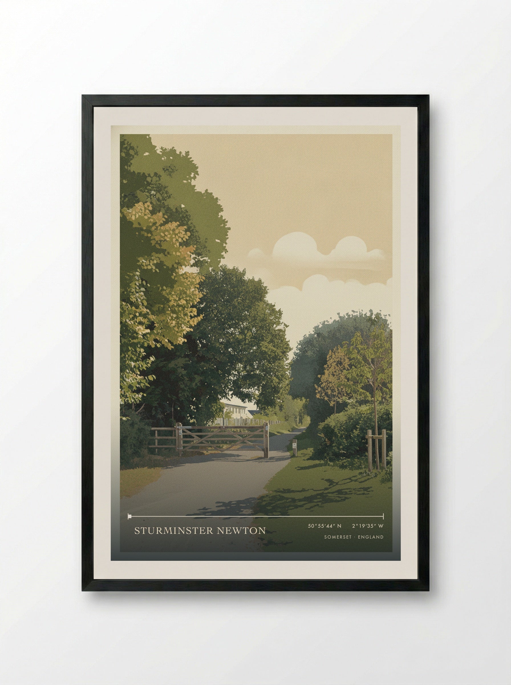 Sturminster Newton Somerset England Travel Poster - Framed Print Black