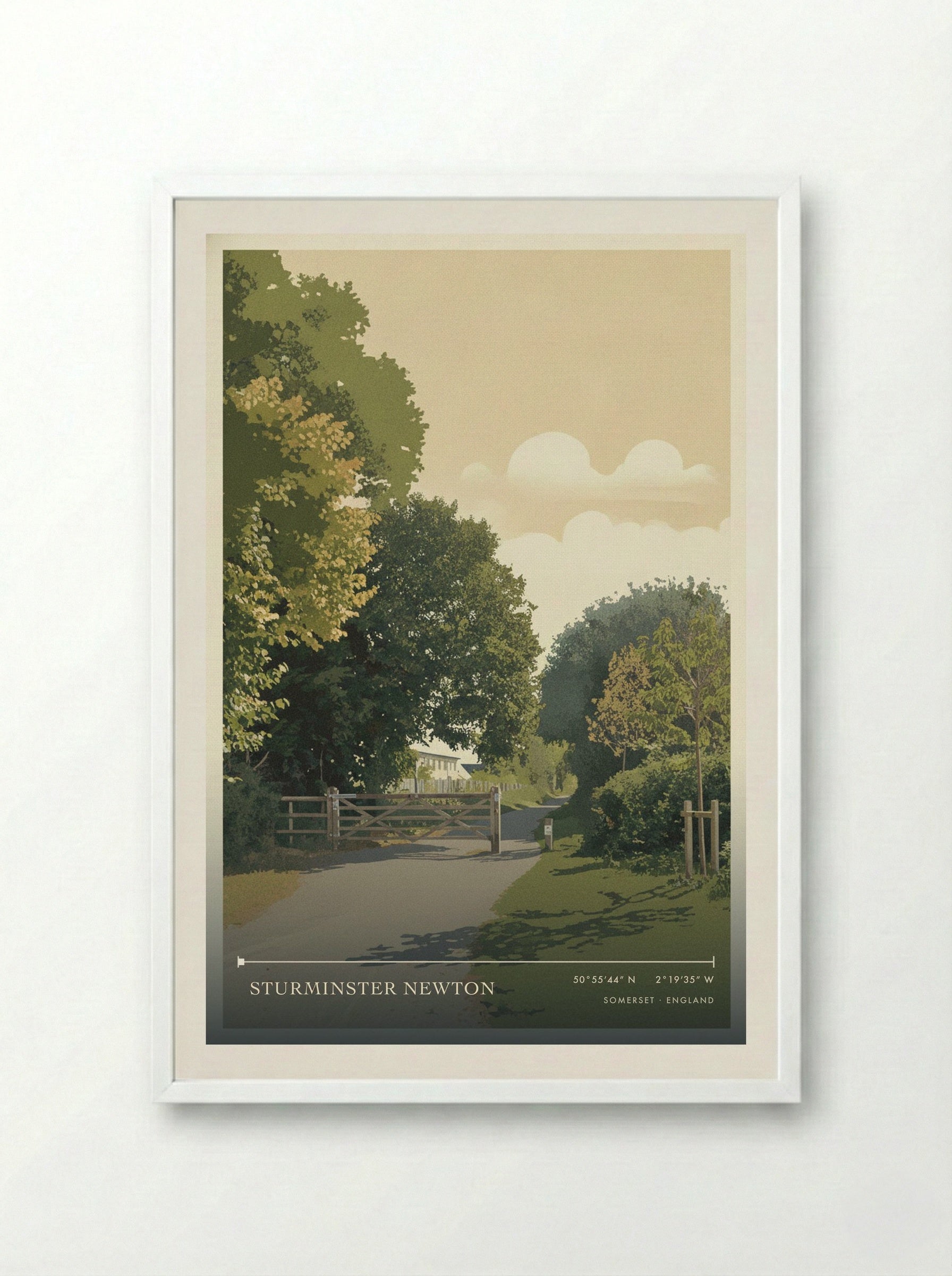 Sturminster Newton Somerset England Travel Poster - Framed Print White