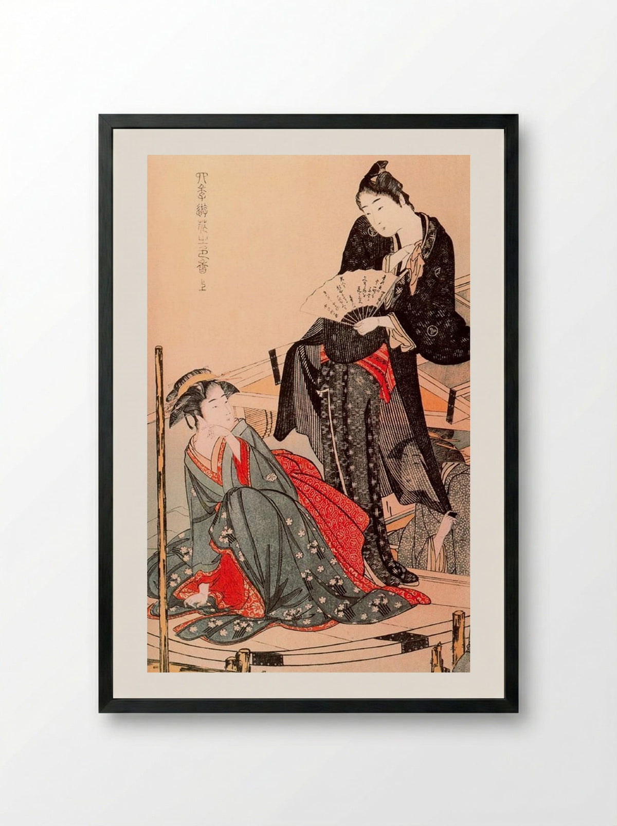 Stylish Amusements of the Four Seasons - Kitagawa Utamaro - Framed Print Black