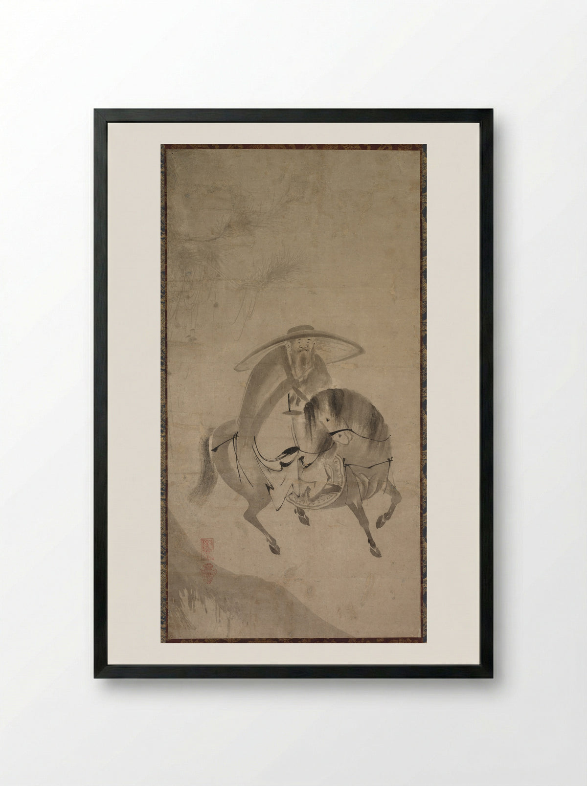 Su Dongpo Riding a Donkey - Reietsu - Framed Print Black