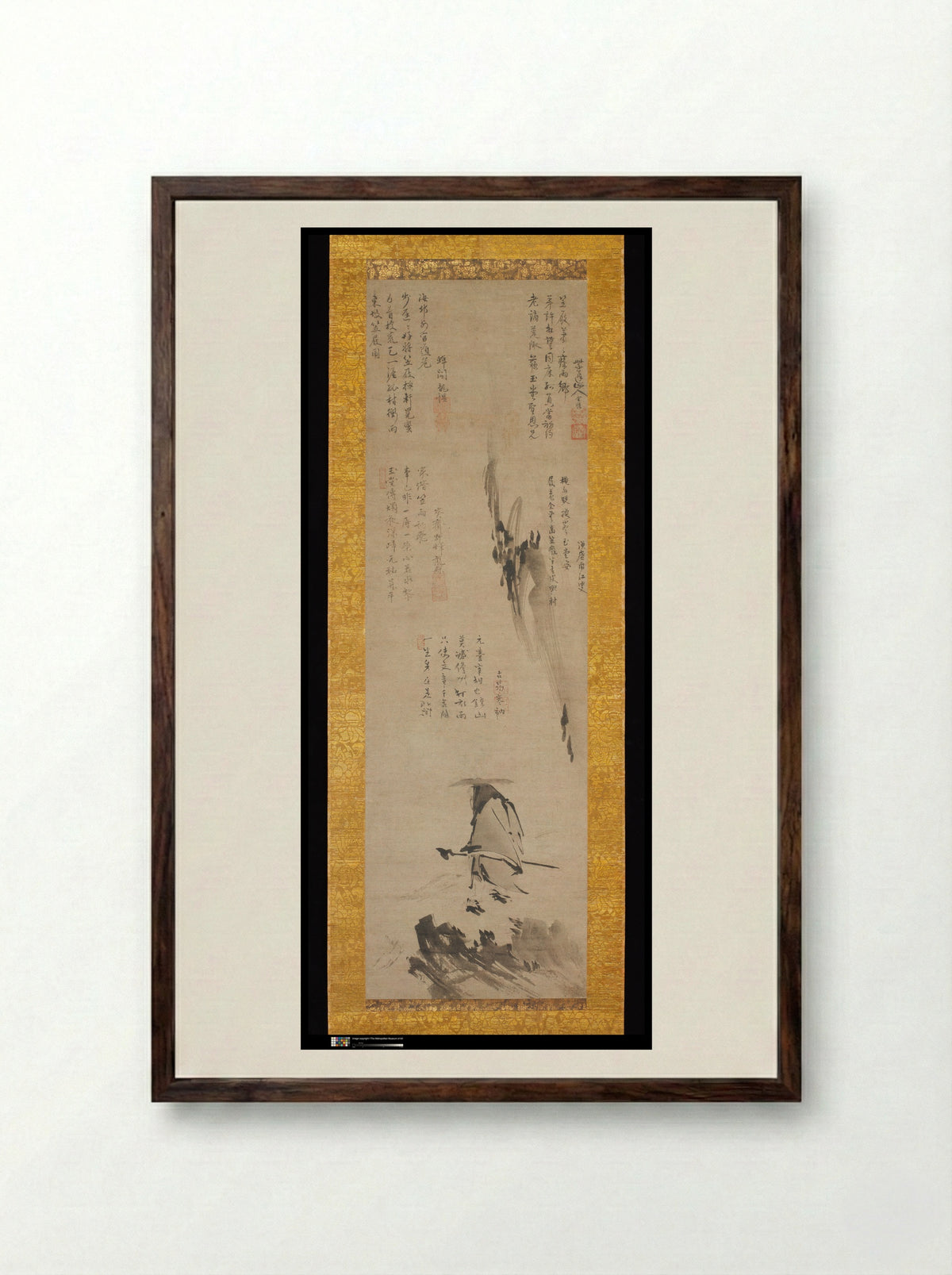 Su Shi (Dongpo) in a Bamboo Hat and Clogs - Zuigan Ryūsei - Framed Print Dark Wood