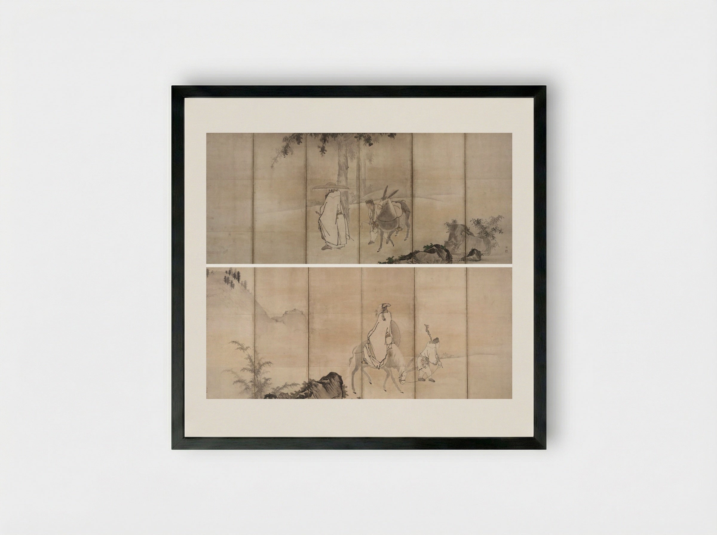 Su Shi (So Shoku) and Pan Lang (Han Rō) - Unkoku Tōgan - Framed Print Black