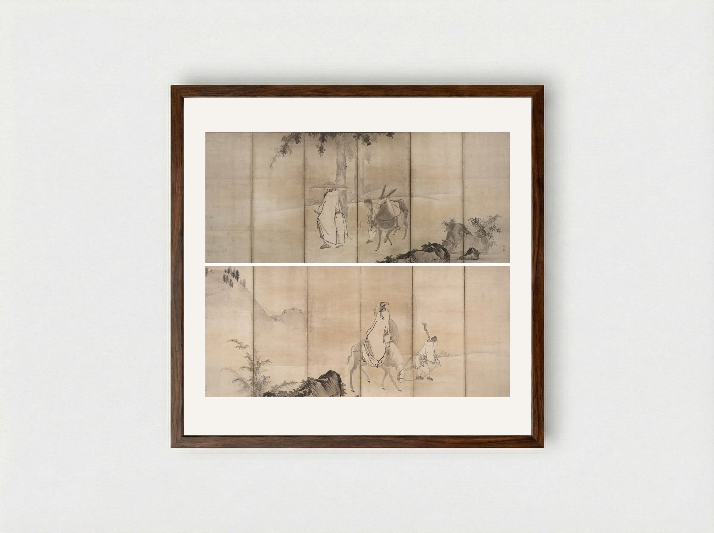 Su Shi (So Shoku) and Pan Lang (Han Rō) - Unkoku Tōgan - Framed Print Dark Wood