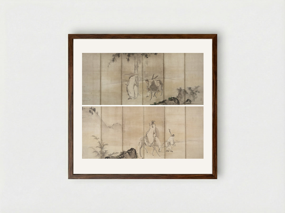 Su Shi (So Shoku) and Pan Lang (Han Rō) - Unkoku Tōgan - Framed Print Dark Wood