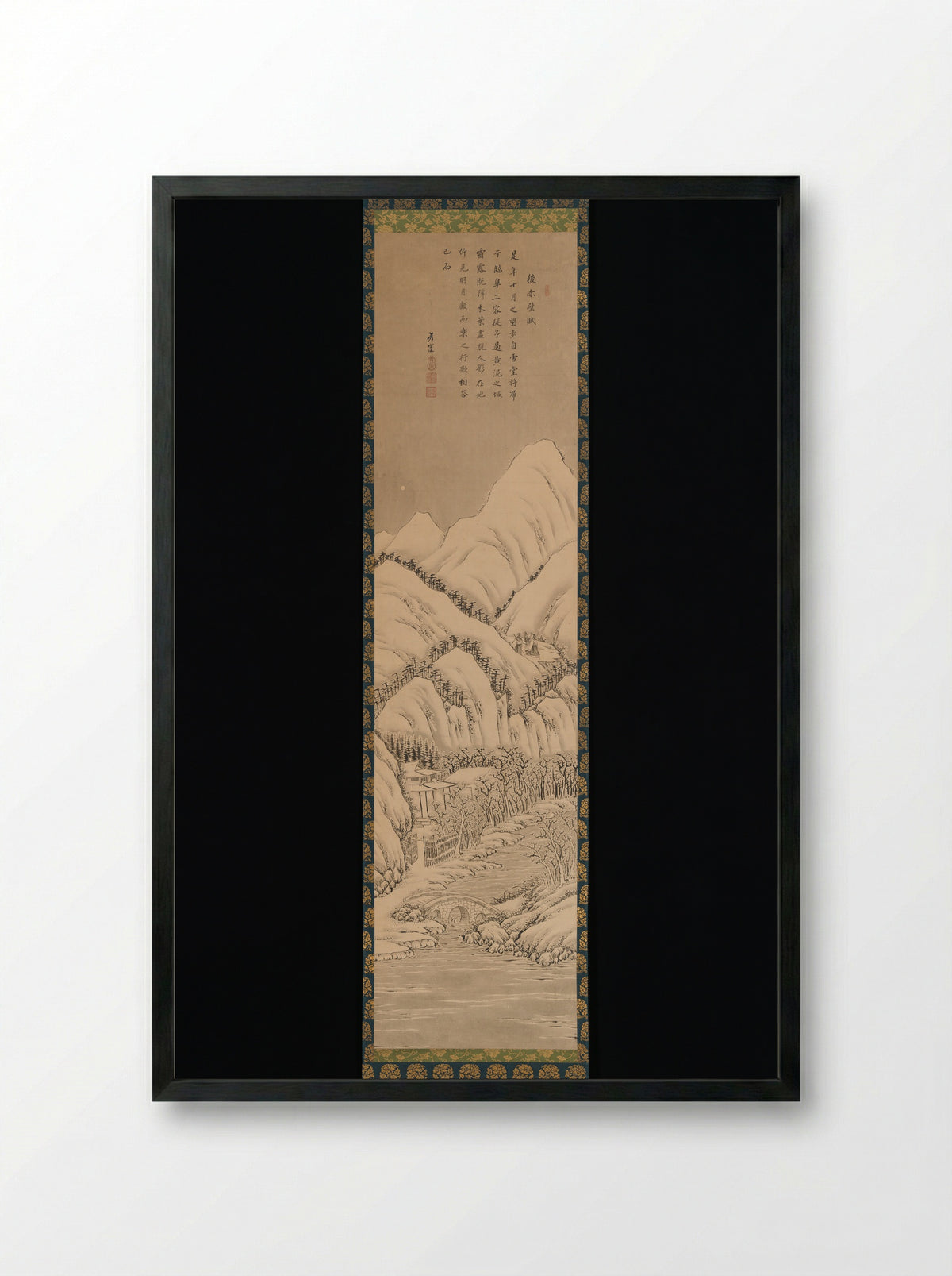 Su Shi's Ode to His Second Visit to the Red Cliff - Kano Hōgai - Framed Print Black