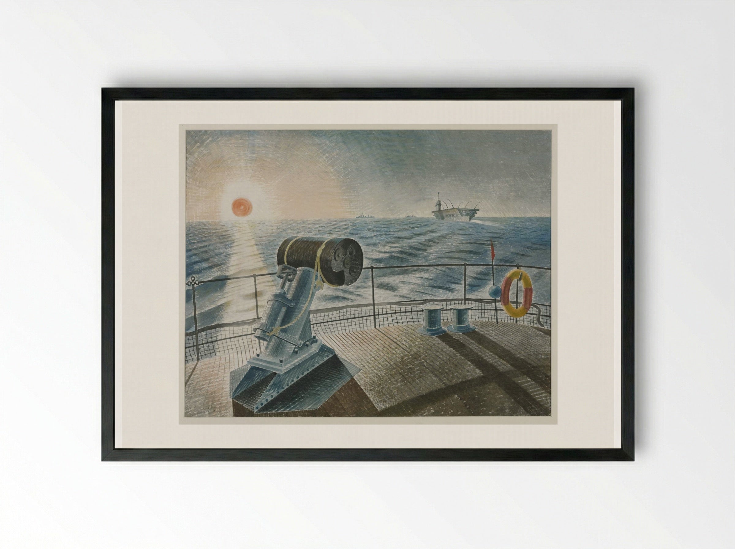 Submarines in Dry Dock - Eric Ravilious - Framed Print Black