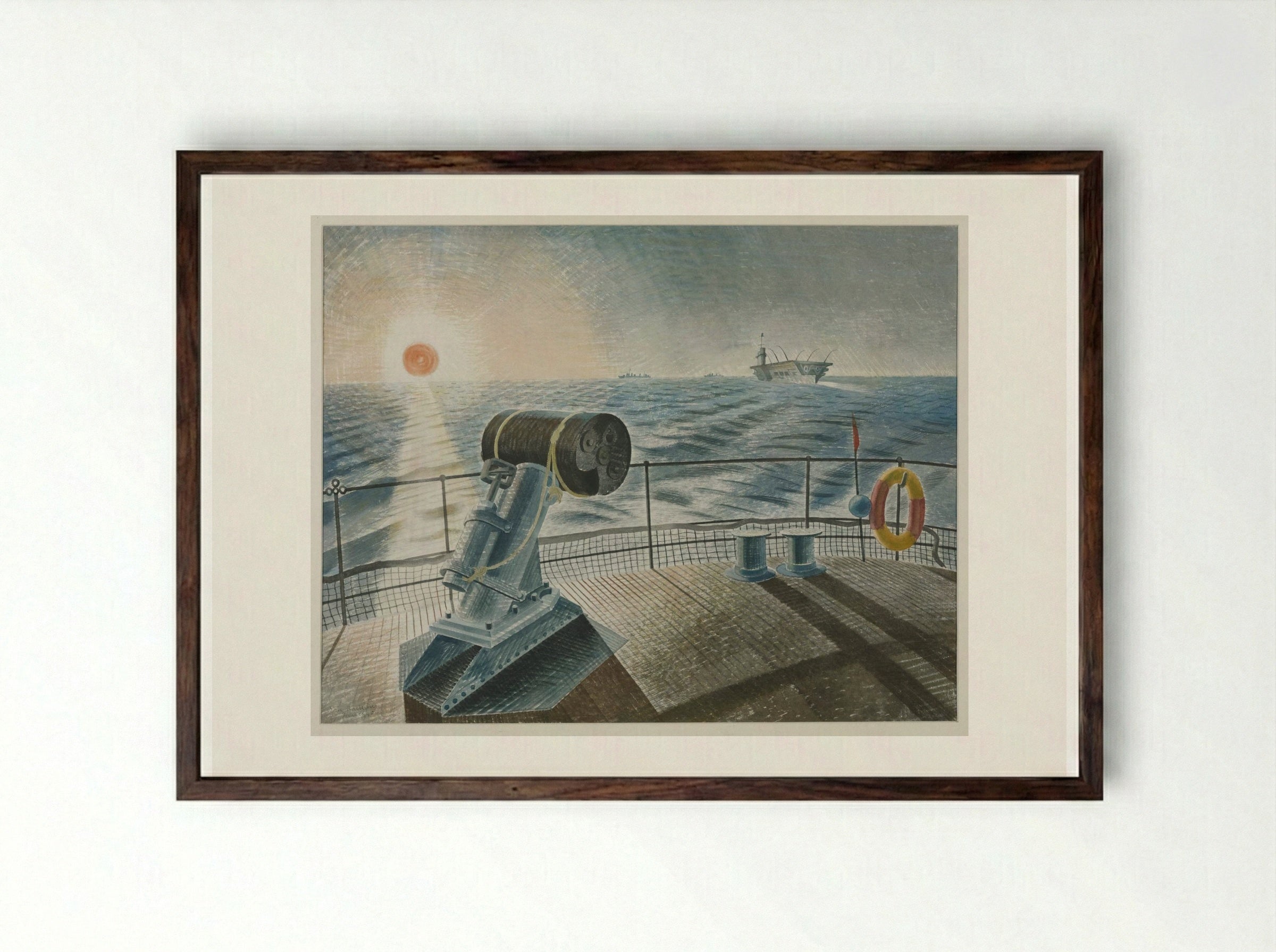 Submarines in Dry Dock - Eric Ravilious - Framed Print Dark Wood
