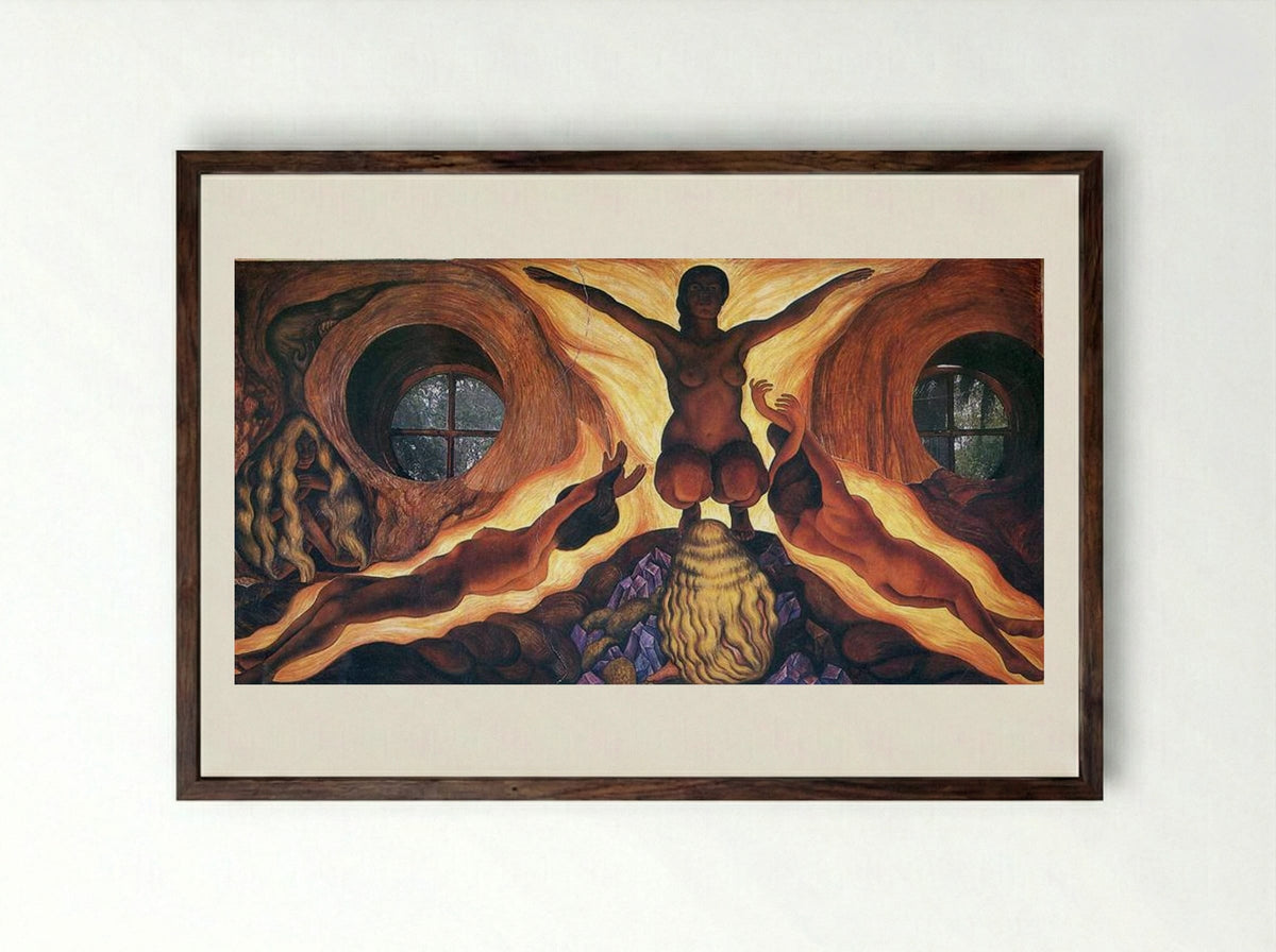 Subterranean Forces - Diego Rivera - Framed Print Dark Wood