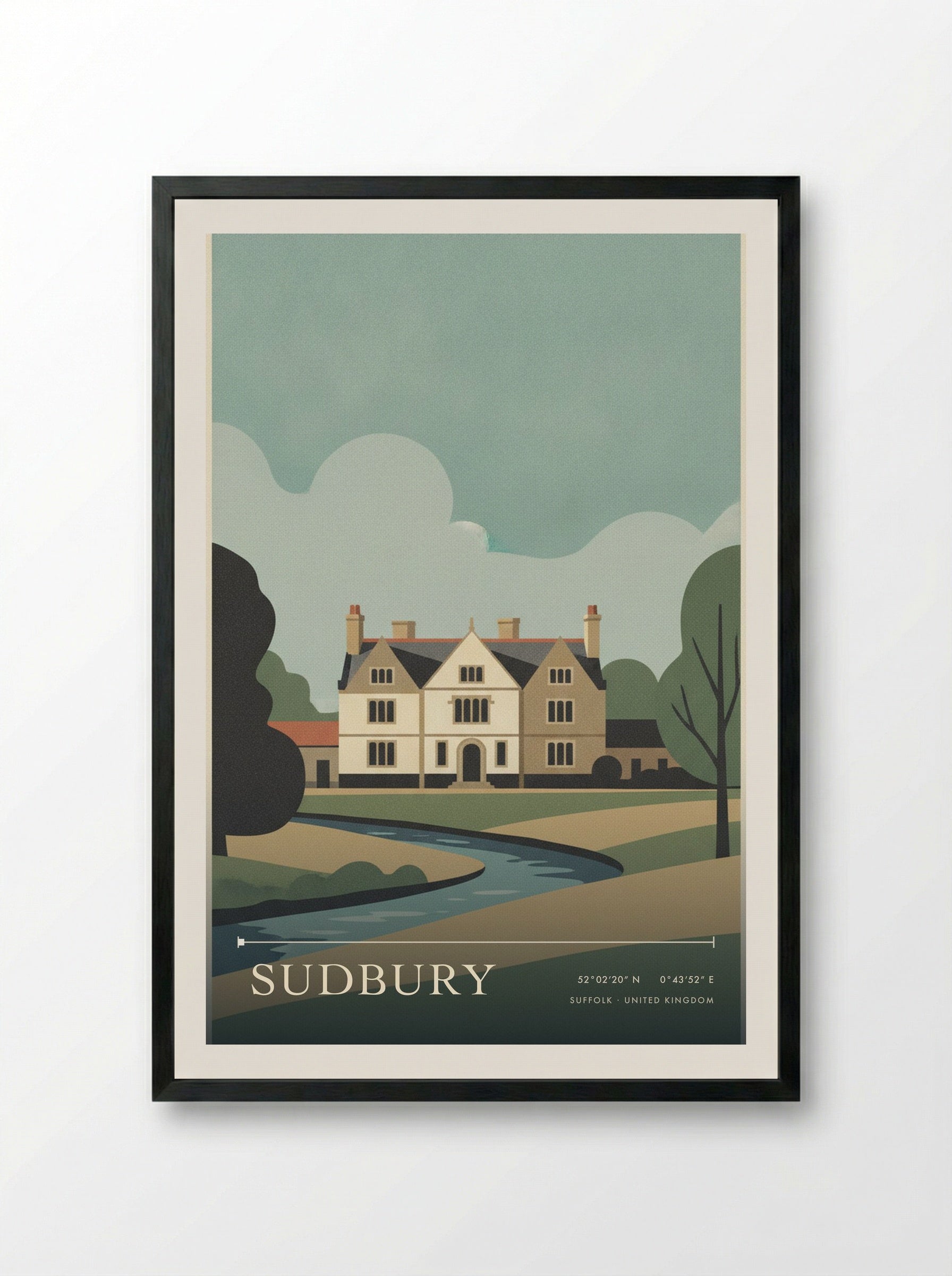Sudbury Suffolk United Kingdom Travel Poster - Framed Print Black