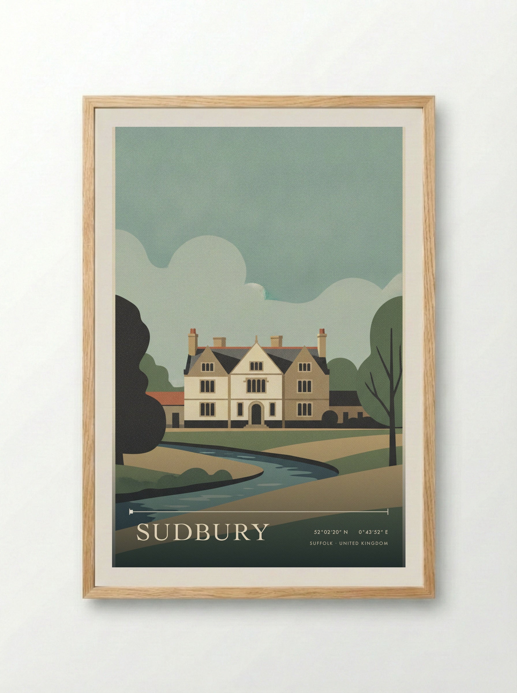 Sudbury Suffolk United Kingdom Travel Poster - Framed Print Wood
