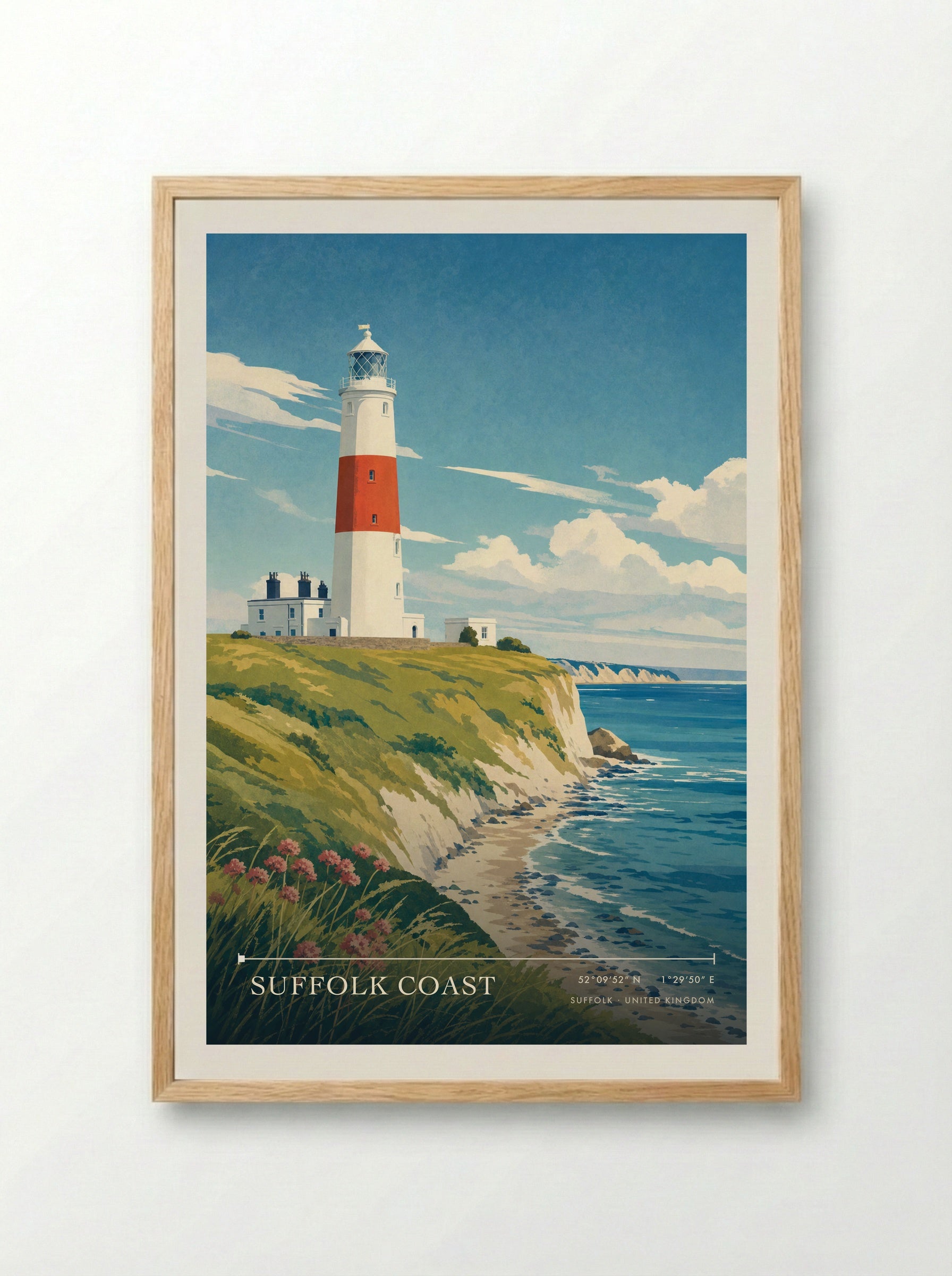 Suffolk Coast United Kingdom Travel Poster - Framed Print Wood