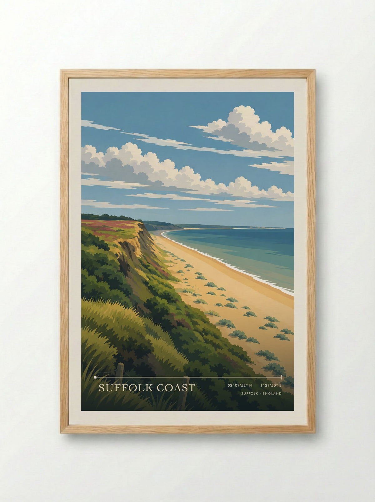 Suffolk Coast | Travel Poster - Framed Print Wood