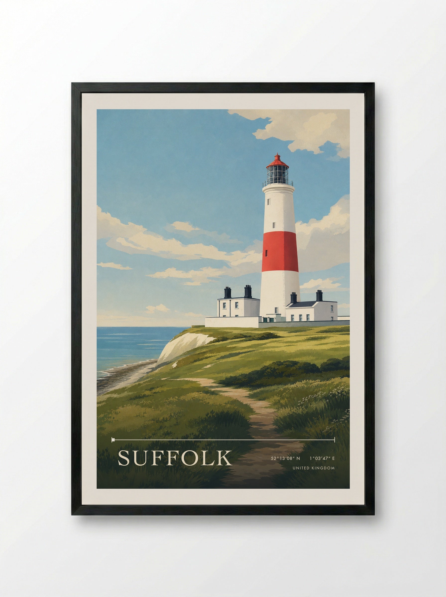 Suffolk United Kingdom Travel Poster - Framed Print Black