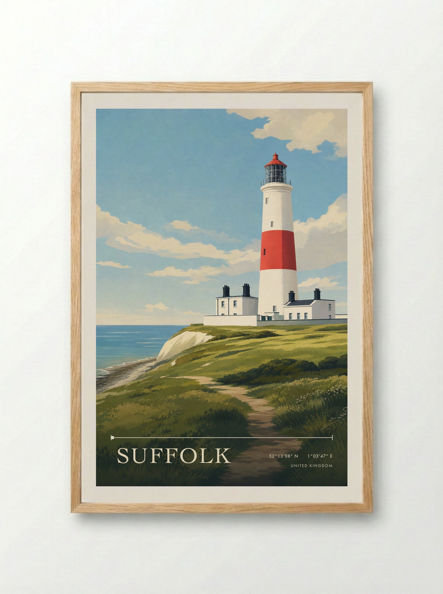 Suffolk United Kingdom Travel Poster - Framed Print Wood