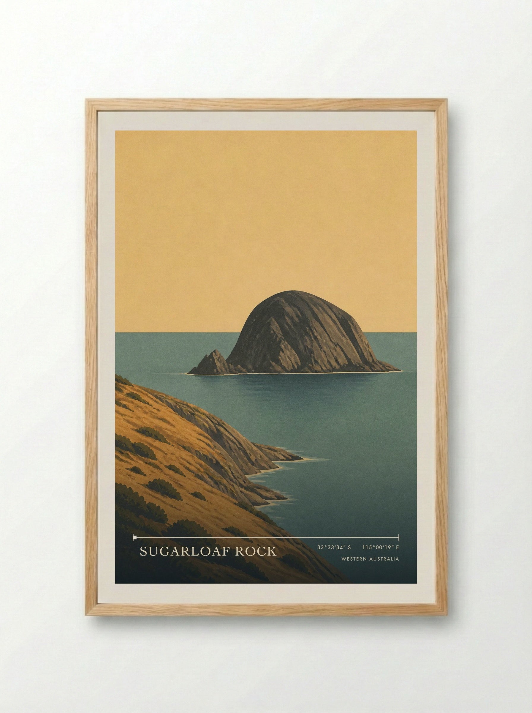 Sugarloaf Rock Travel Poster Artwork - Framed Print Wood