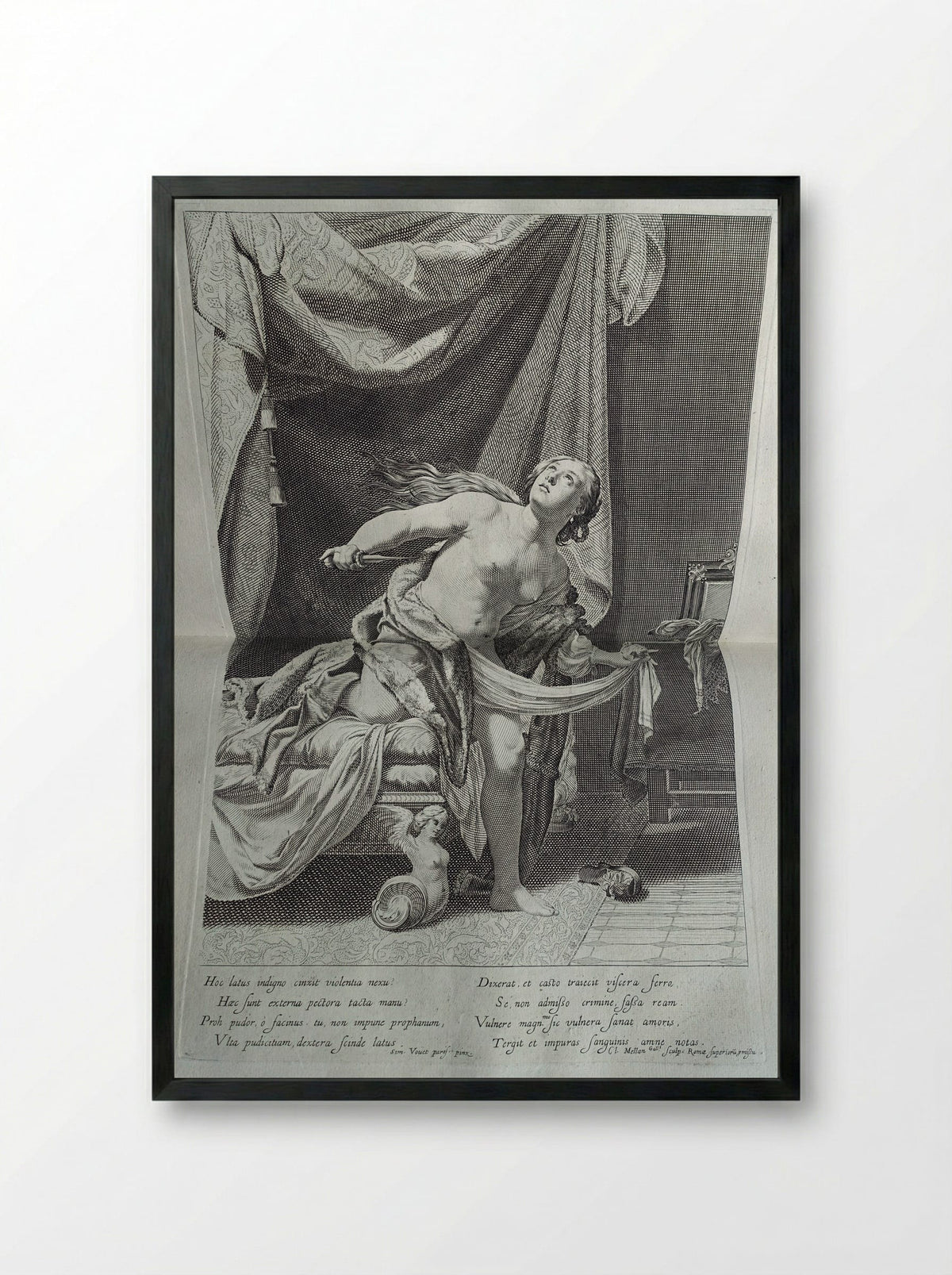 Suicide of Lucretia - Claude Mellan - Framed Print Black