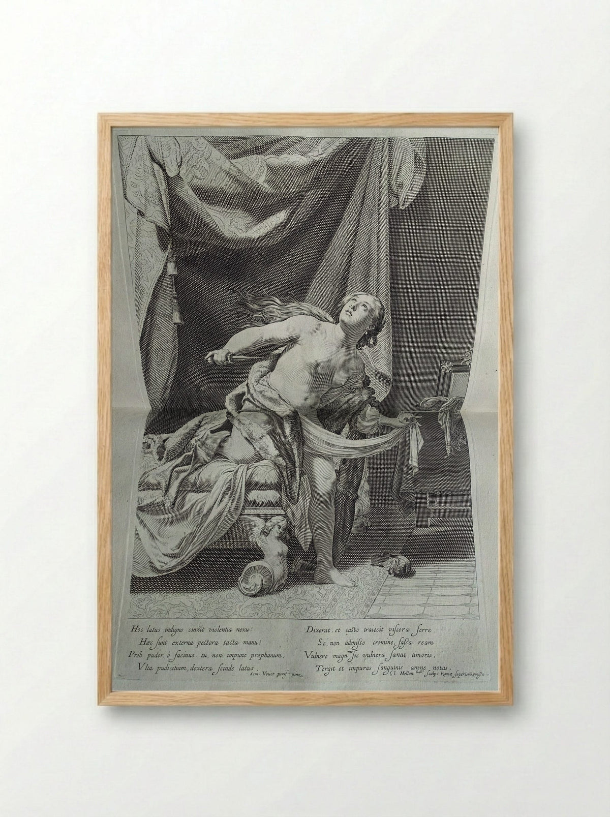 Suicide of Lucretia - Claude Mellan - Framed Print Wood