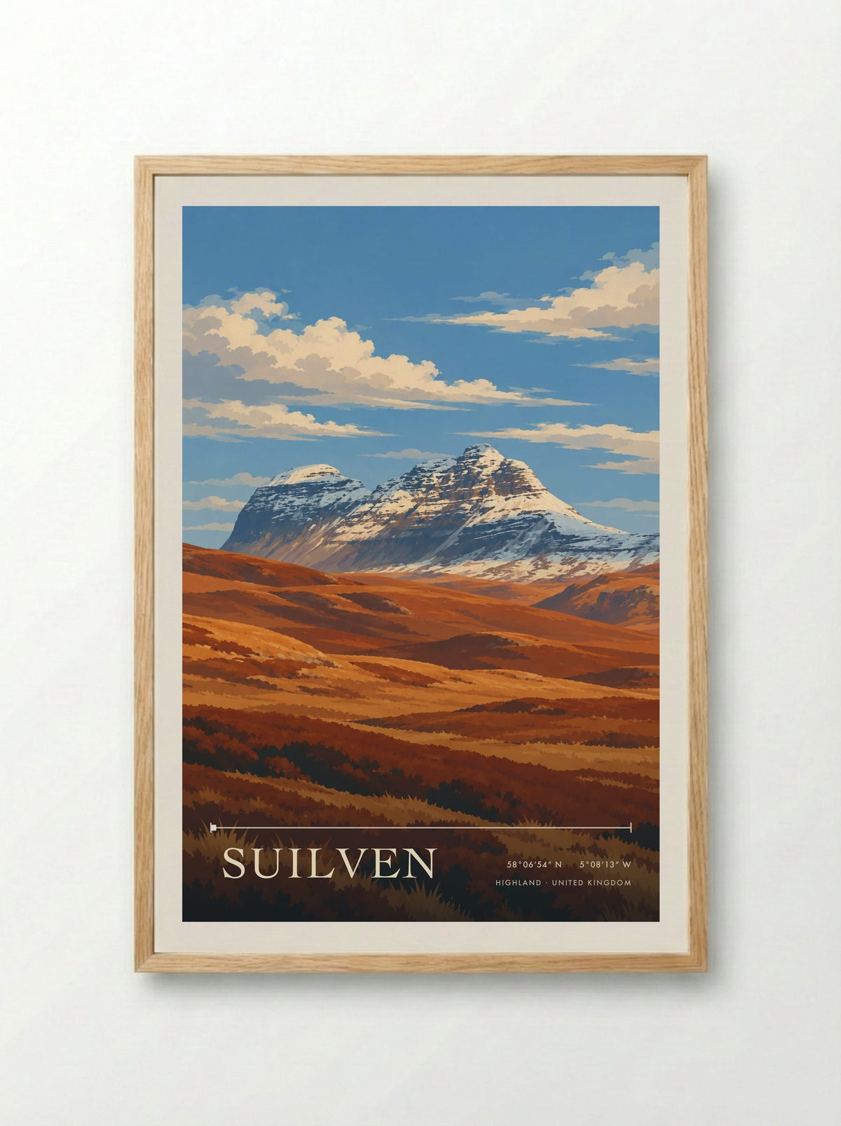 Suilven, Highland | Travel Poster - Framed Print Wood