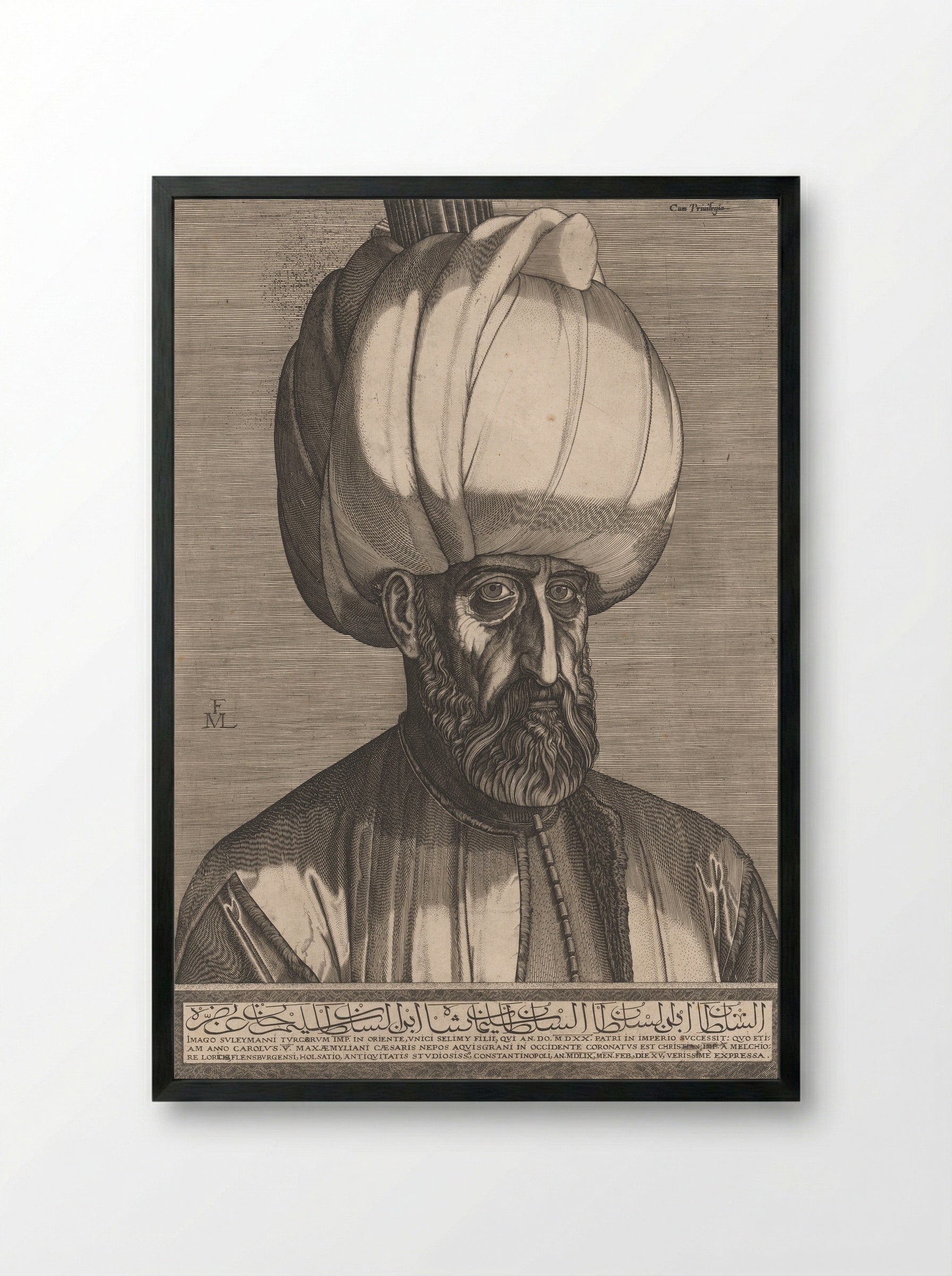 Suleiman the Magnificent - Melchior Lorck - Framed Print Black