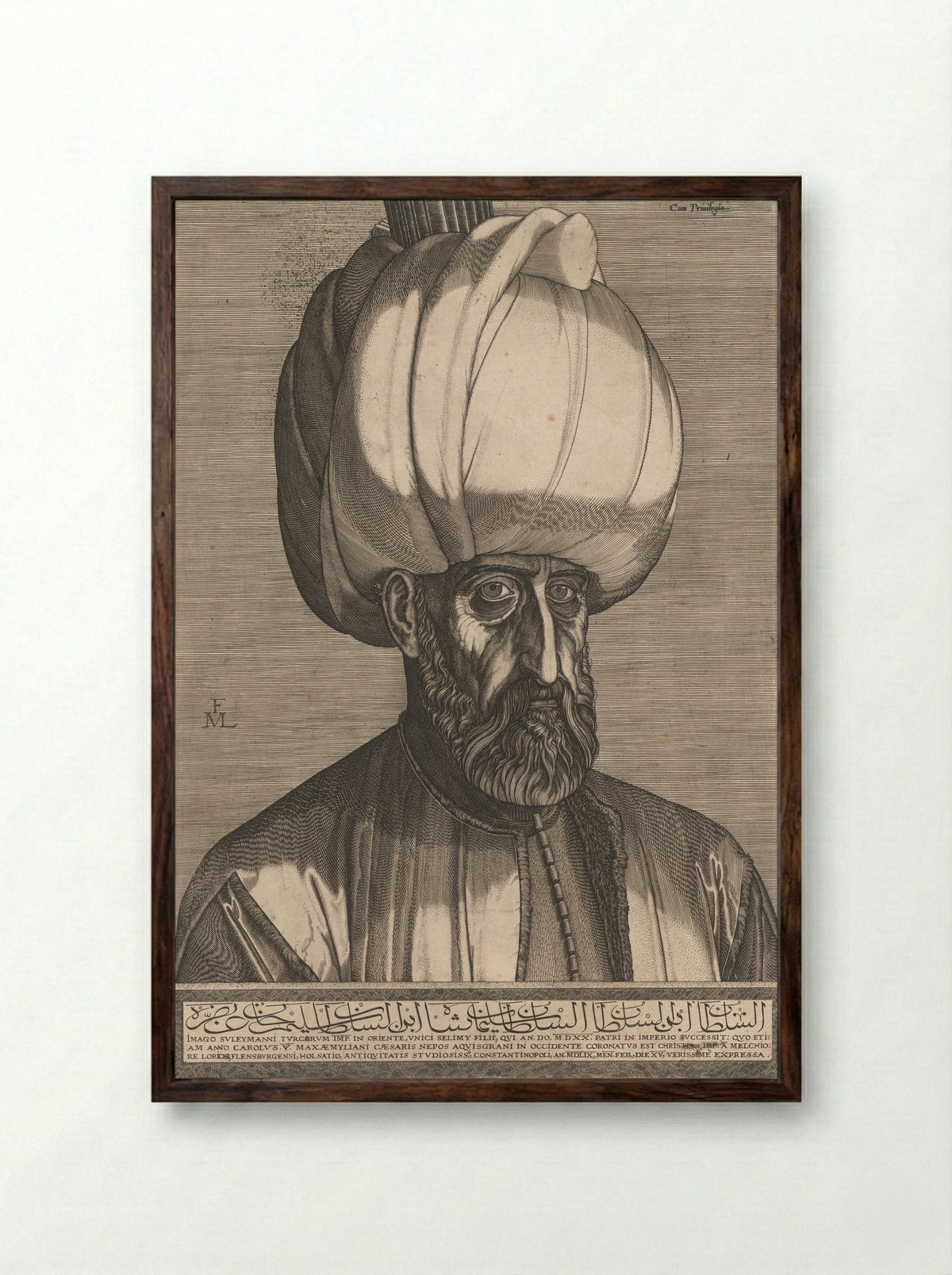 Suleiman the Magnificent - Melchior Lorck - Framed Print Dark Wood