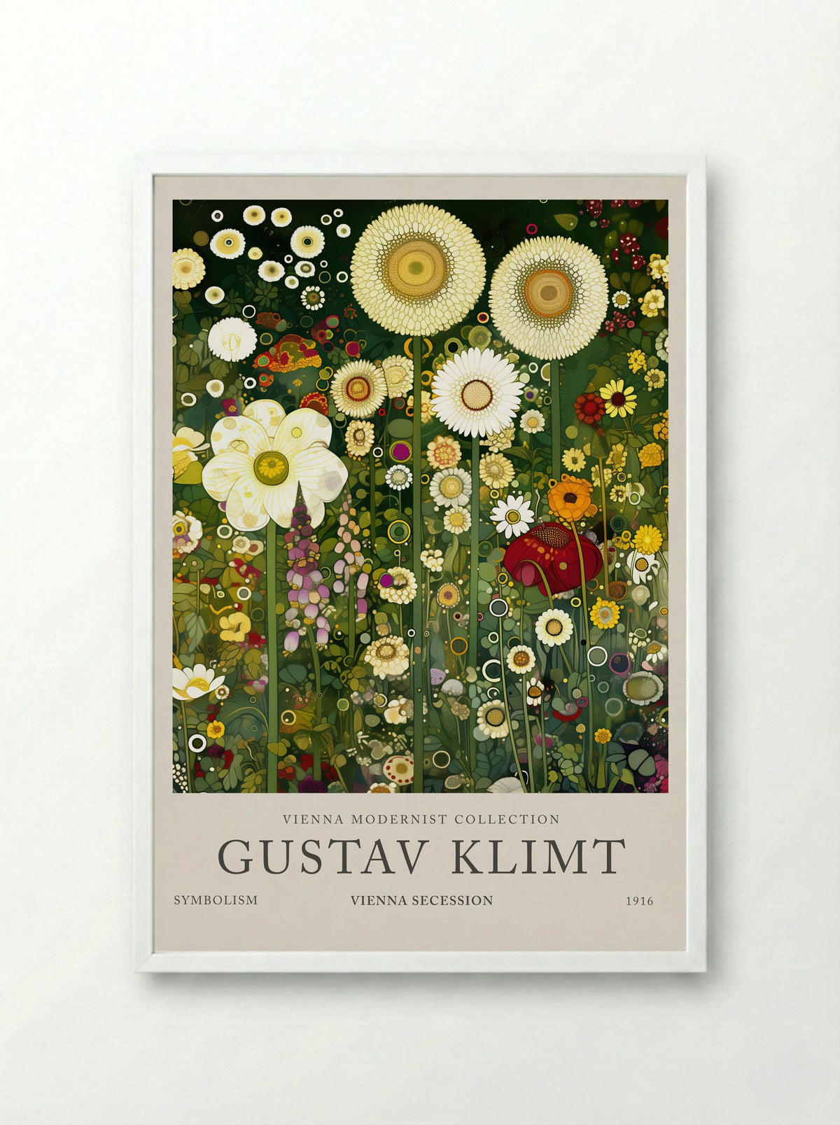 Summer Garden Echo - Gustav Klimt - Framed Print White