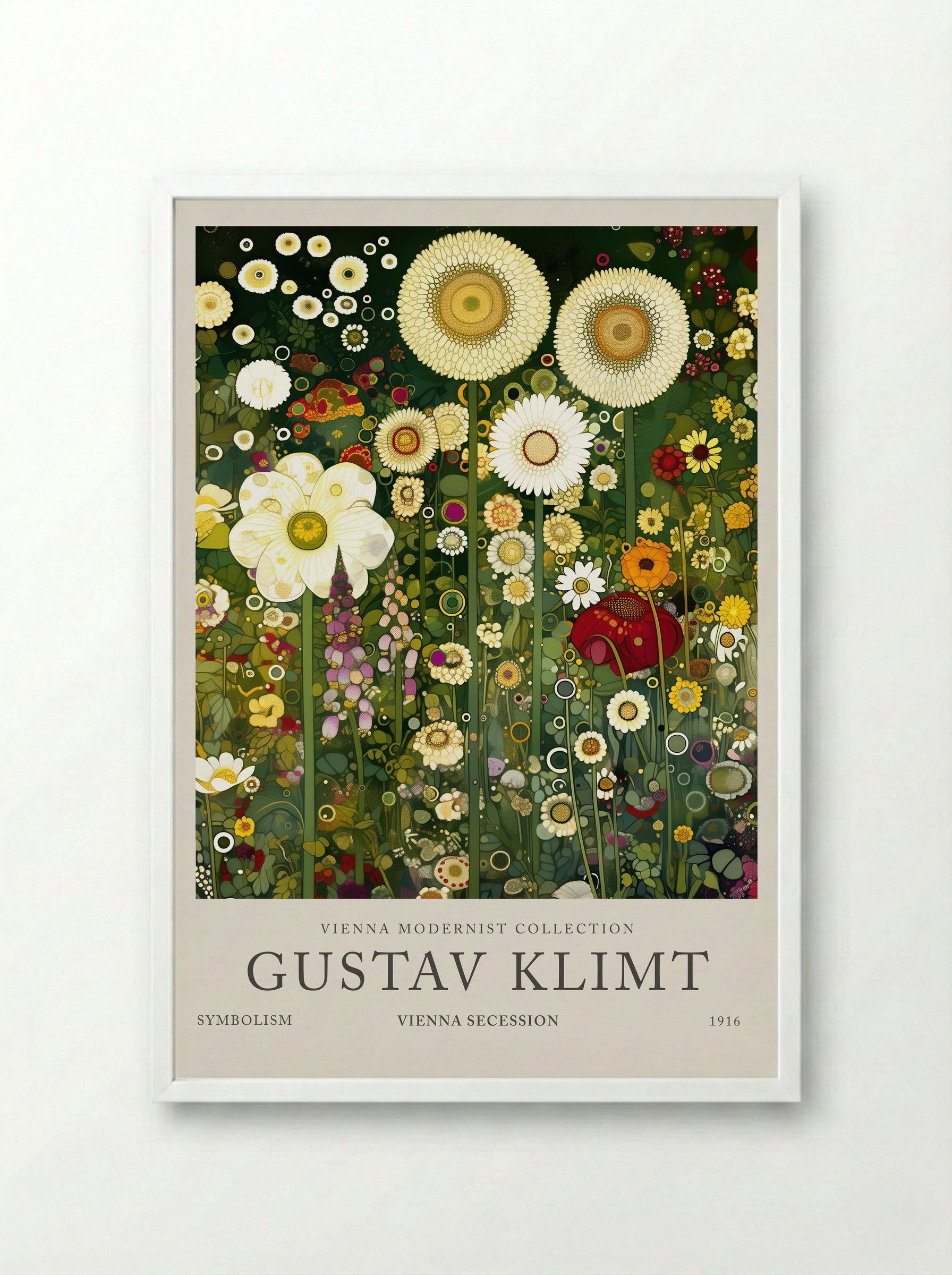 Summer Garden Echo - Gustav Klimt - Framed Print White
