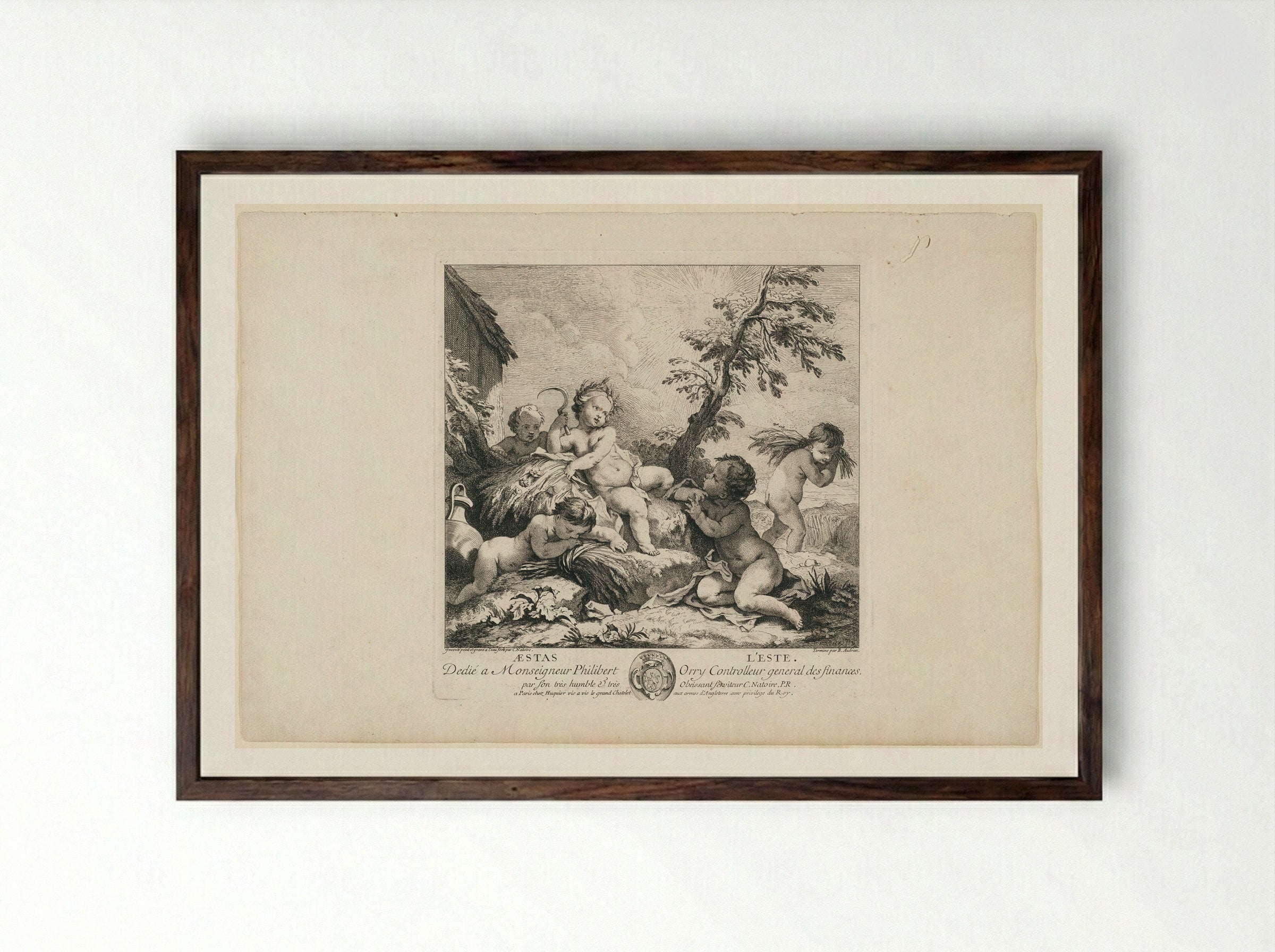 Summer (L'Eté) - Charles-Joseph Natoire - Framed Print Dark Wood
