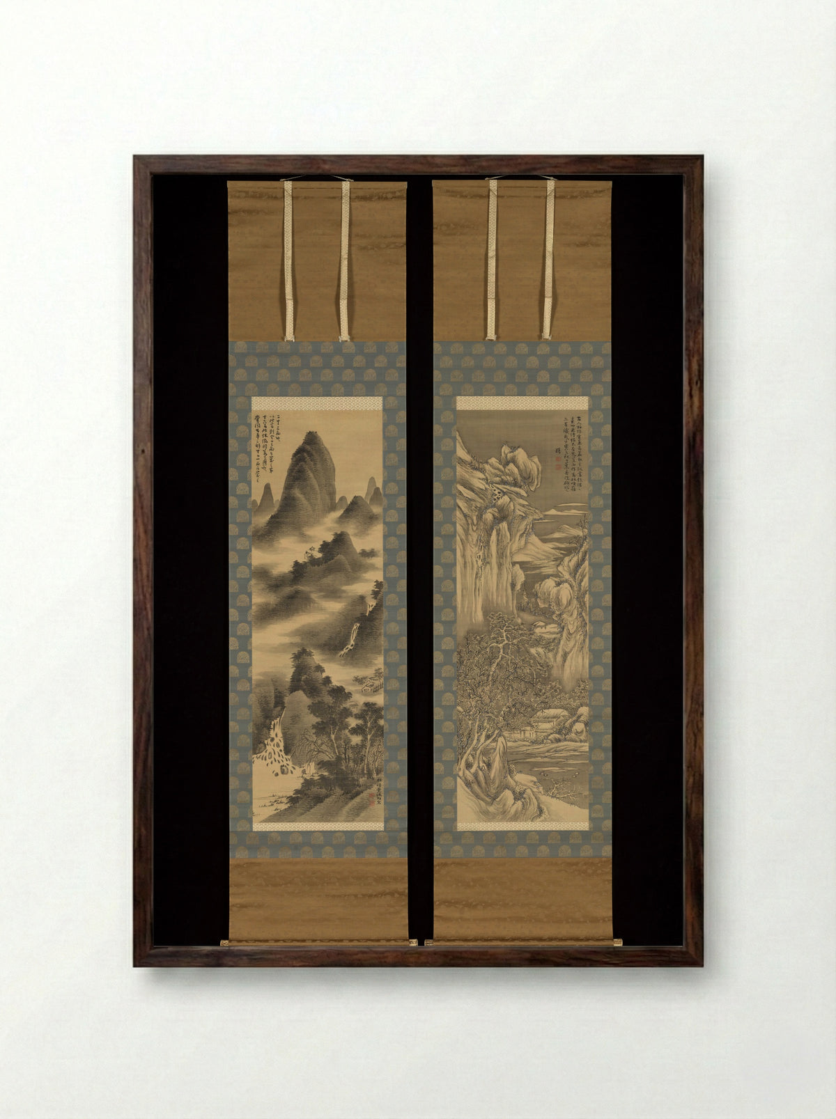 Summer Landscape / Winter Landscape - Hayashi Hyakuhi - Framed Print Dark Wood