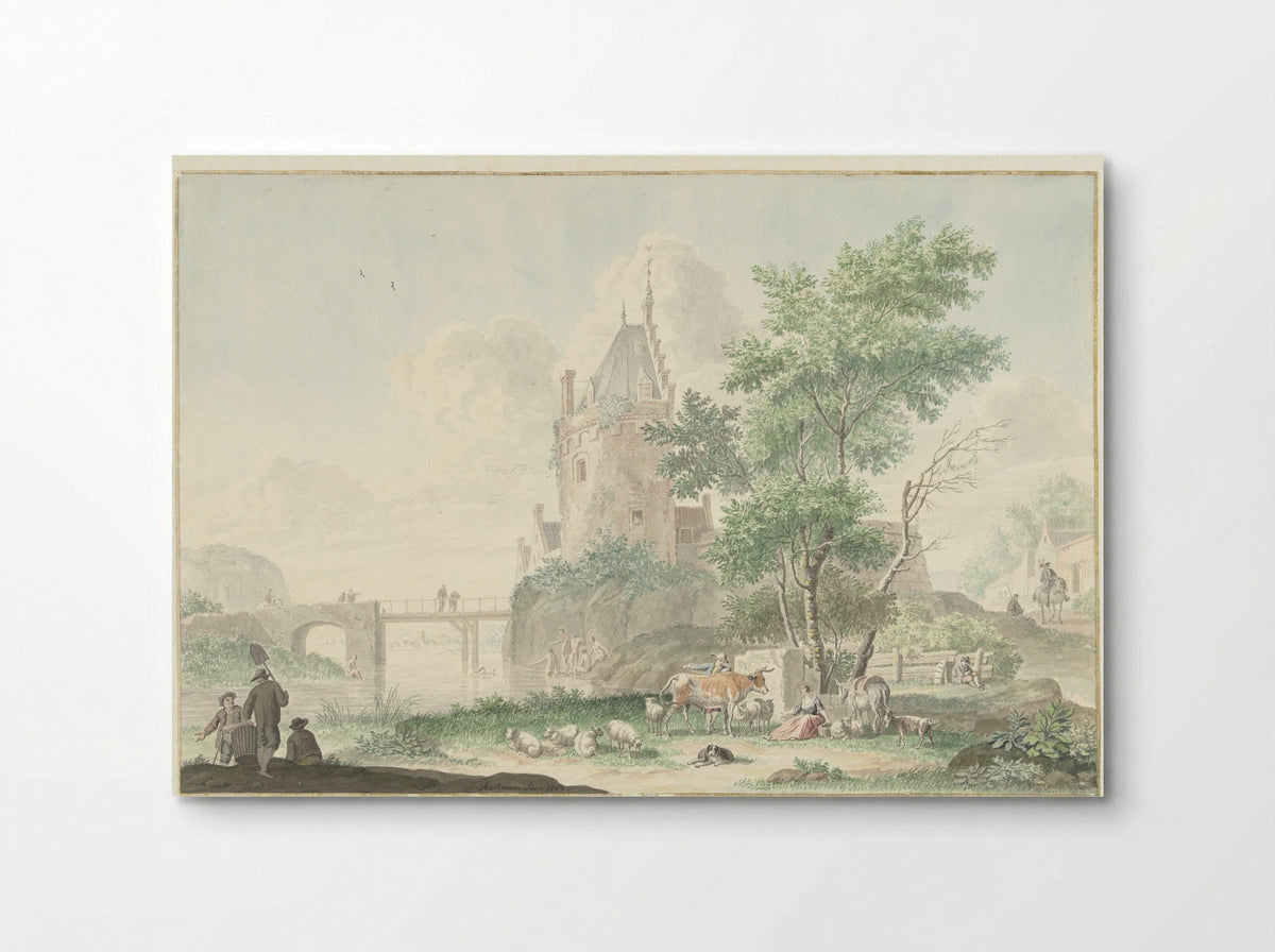 Summer Landscape with Figures and Cattle - Nicolaes Aartman - Poster