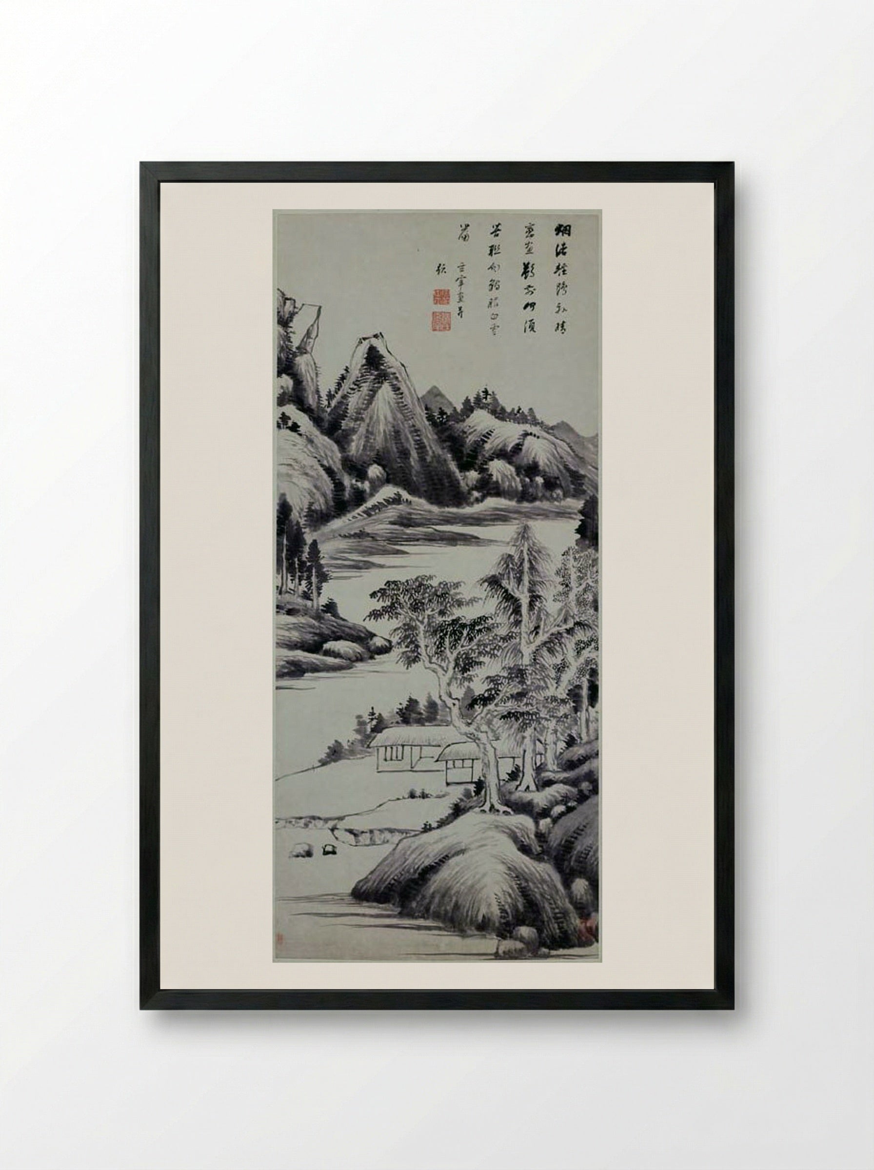 Summer Landscape - Dong Qichang - Framed Print Black
