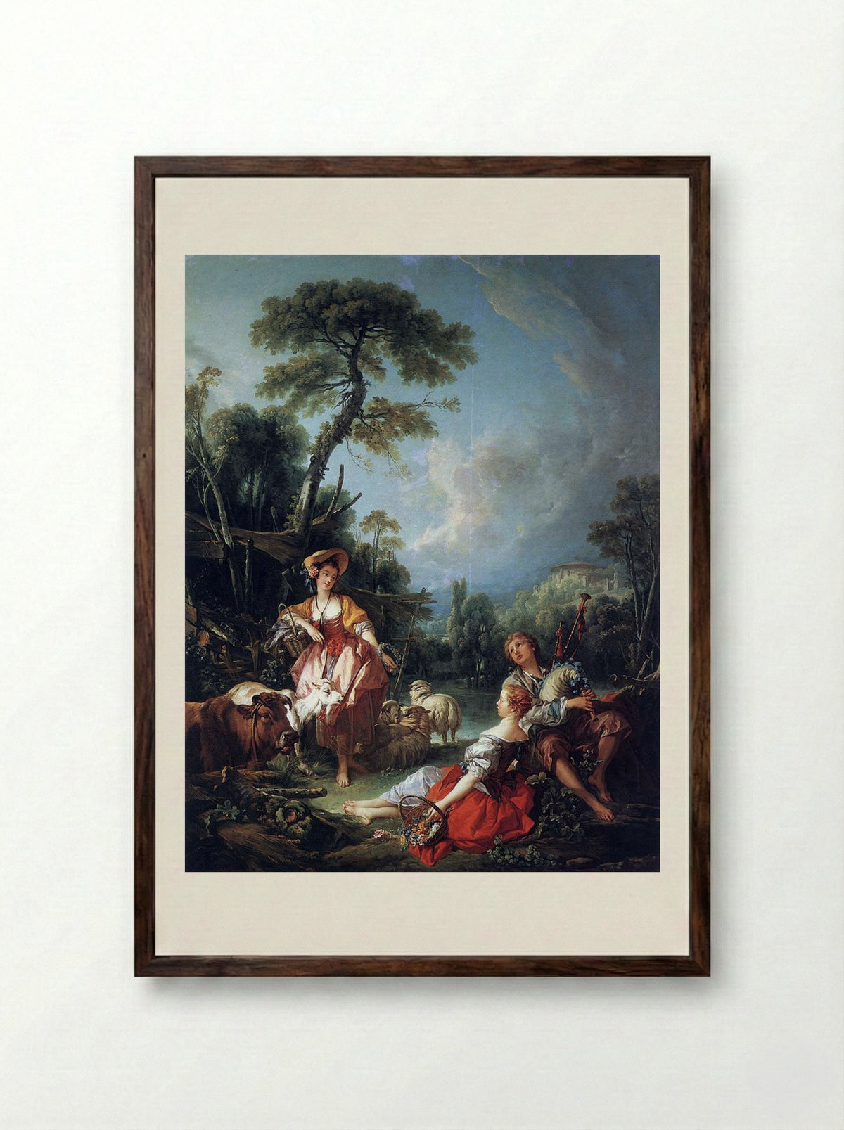 Summer Pastoral - François Boucher - Framed Print Dark Wood