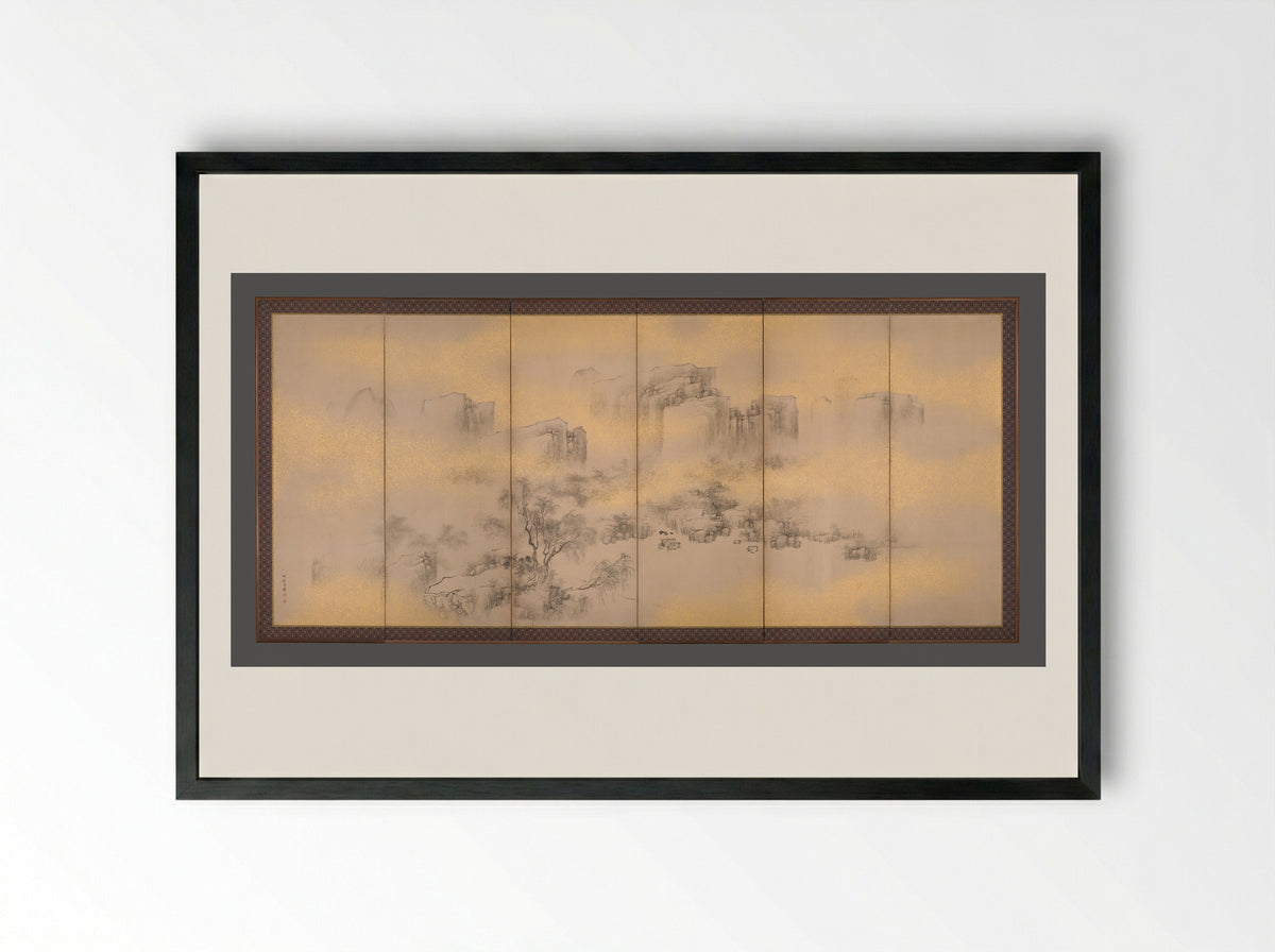 Summer and Autumn Landscapes - Nakabayashi Chikkei - Framed Print Black