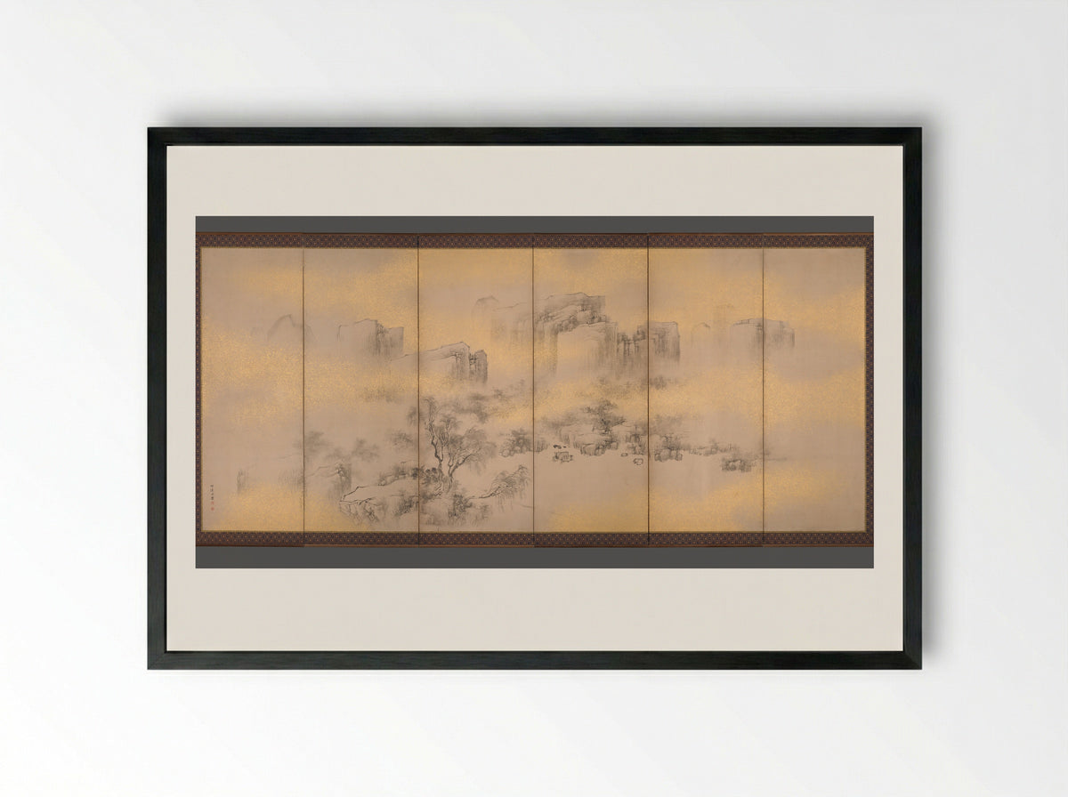 Summer and Autumn Landscapes - Nakabayashi Chikkei - Framed Print Black