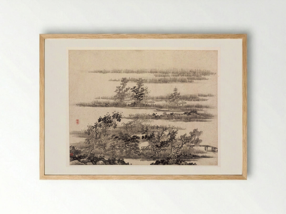 Summer in the Water Country - Gong Xian - Framed Print Wood