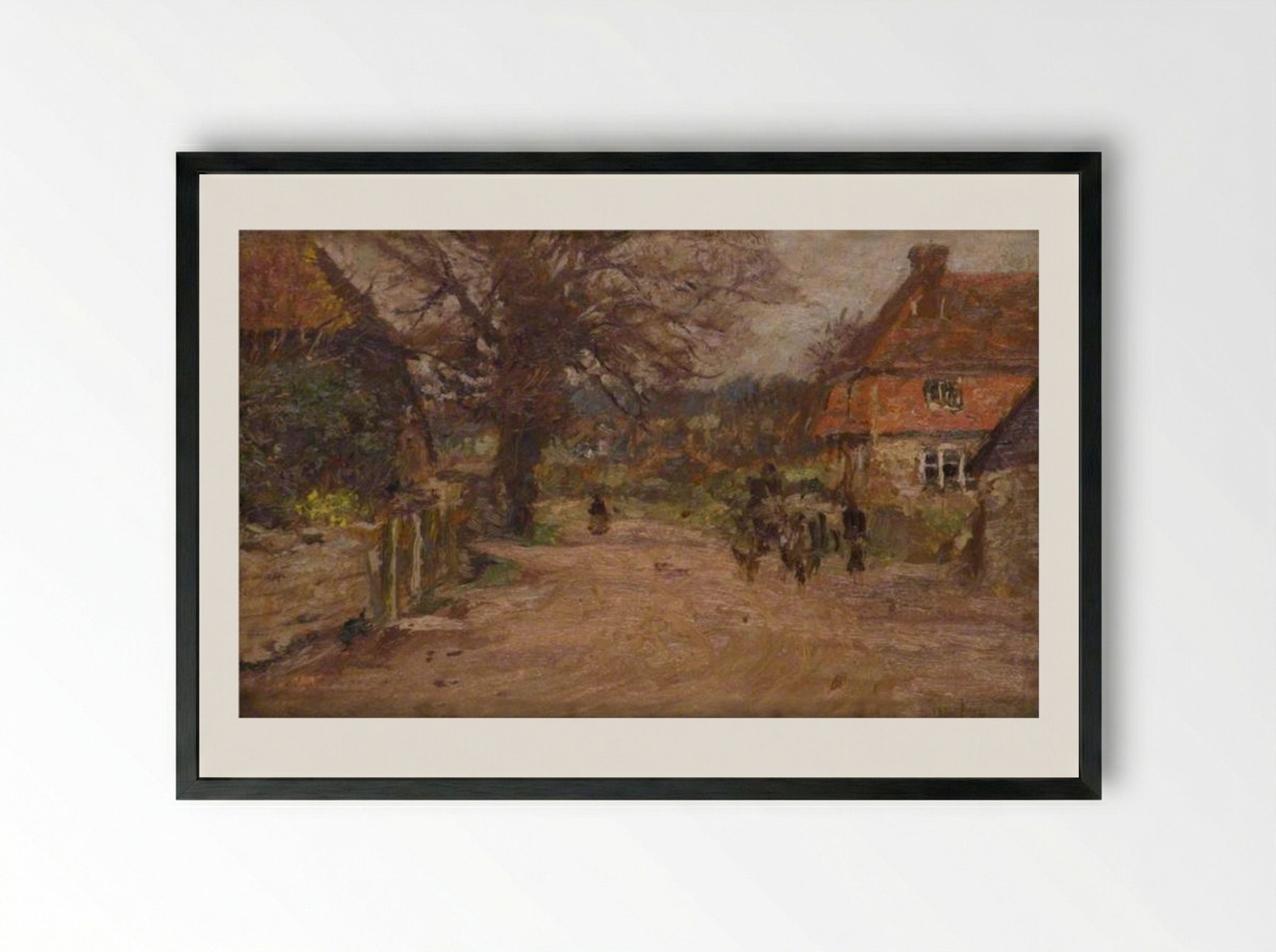 Summer, the Village Road - James Charles - Framed Print Black