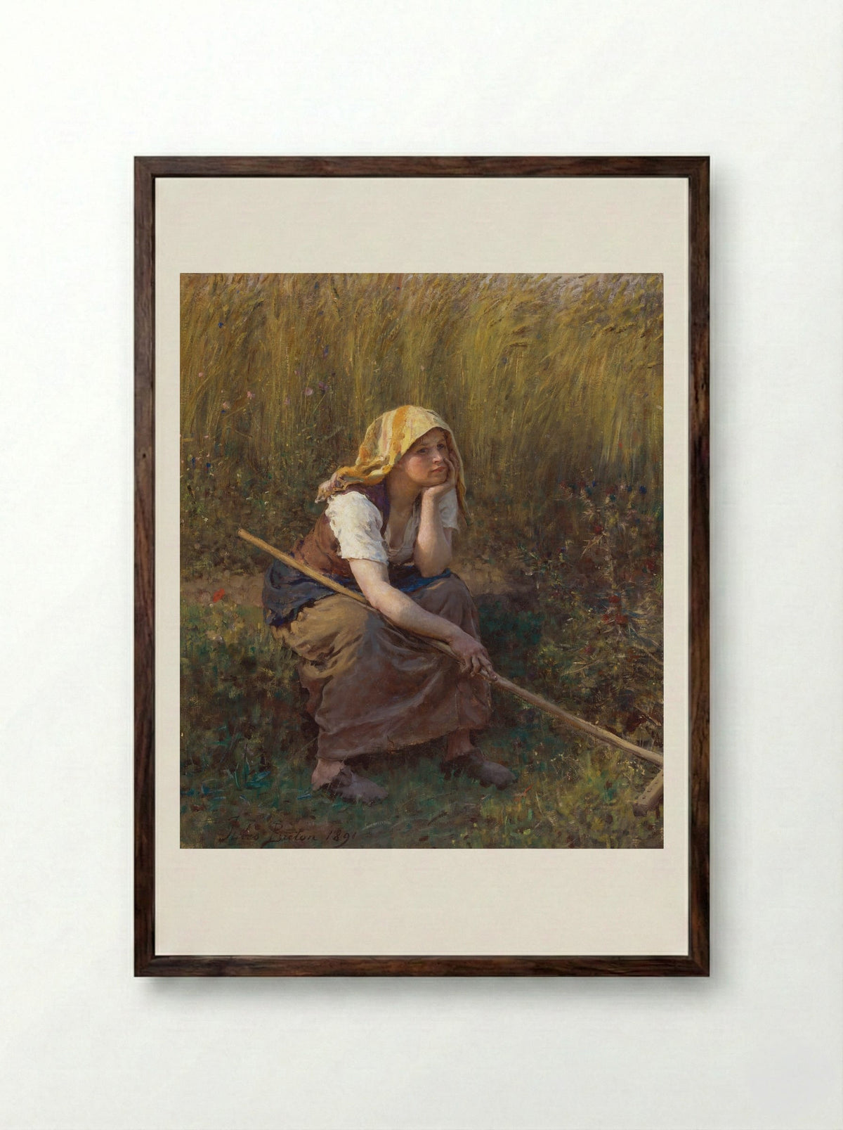 Summer - Jules Breton - Framed Print Dark Wood