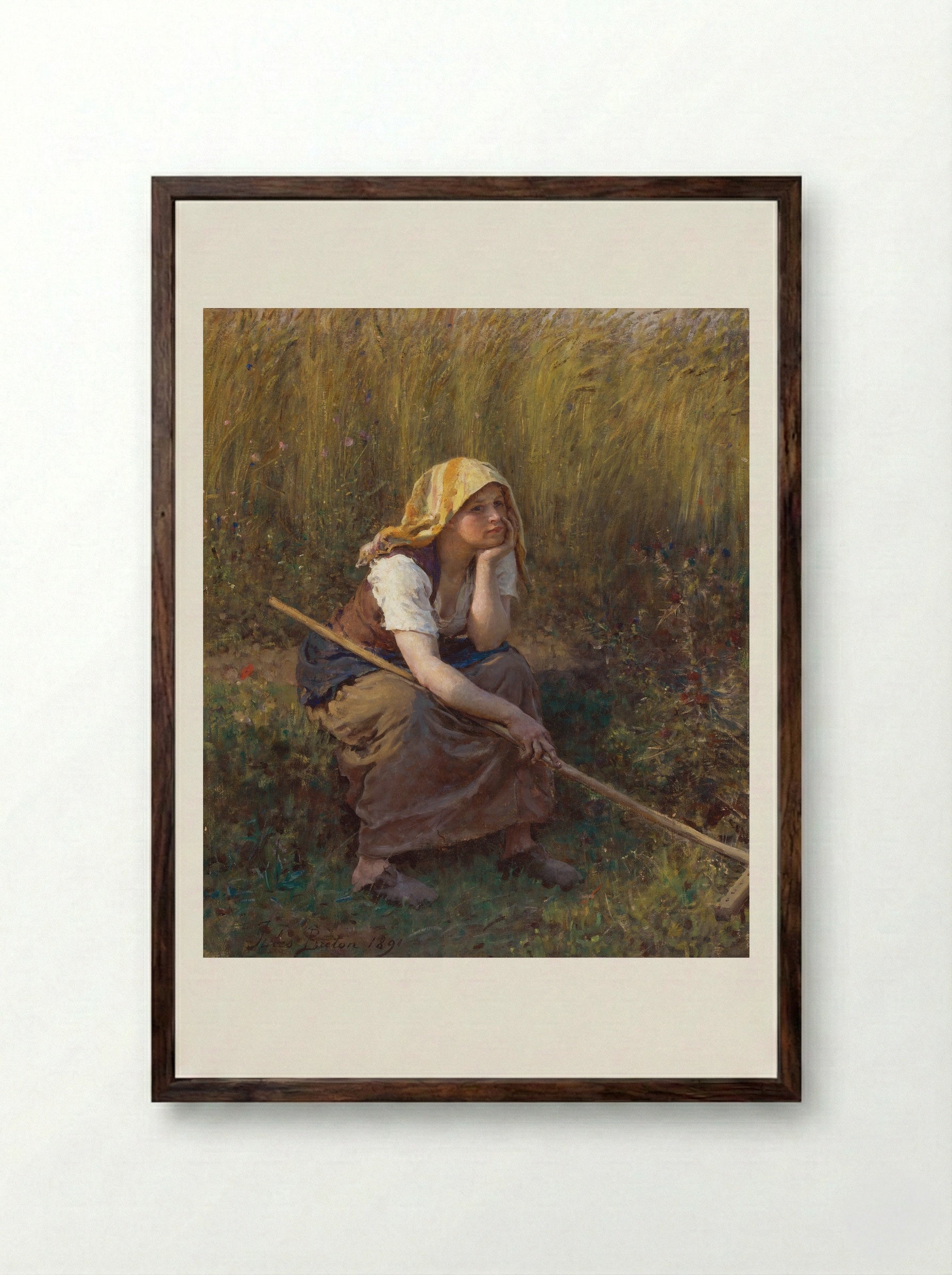 Summer - Jules Breton - Framed Print Dark Wood