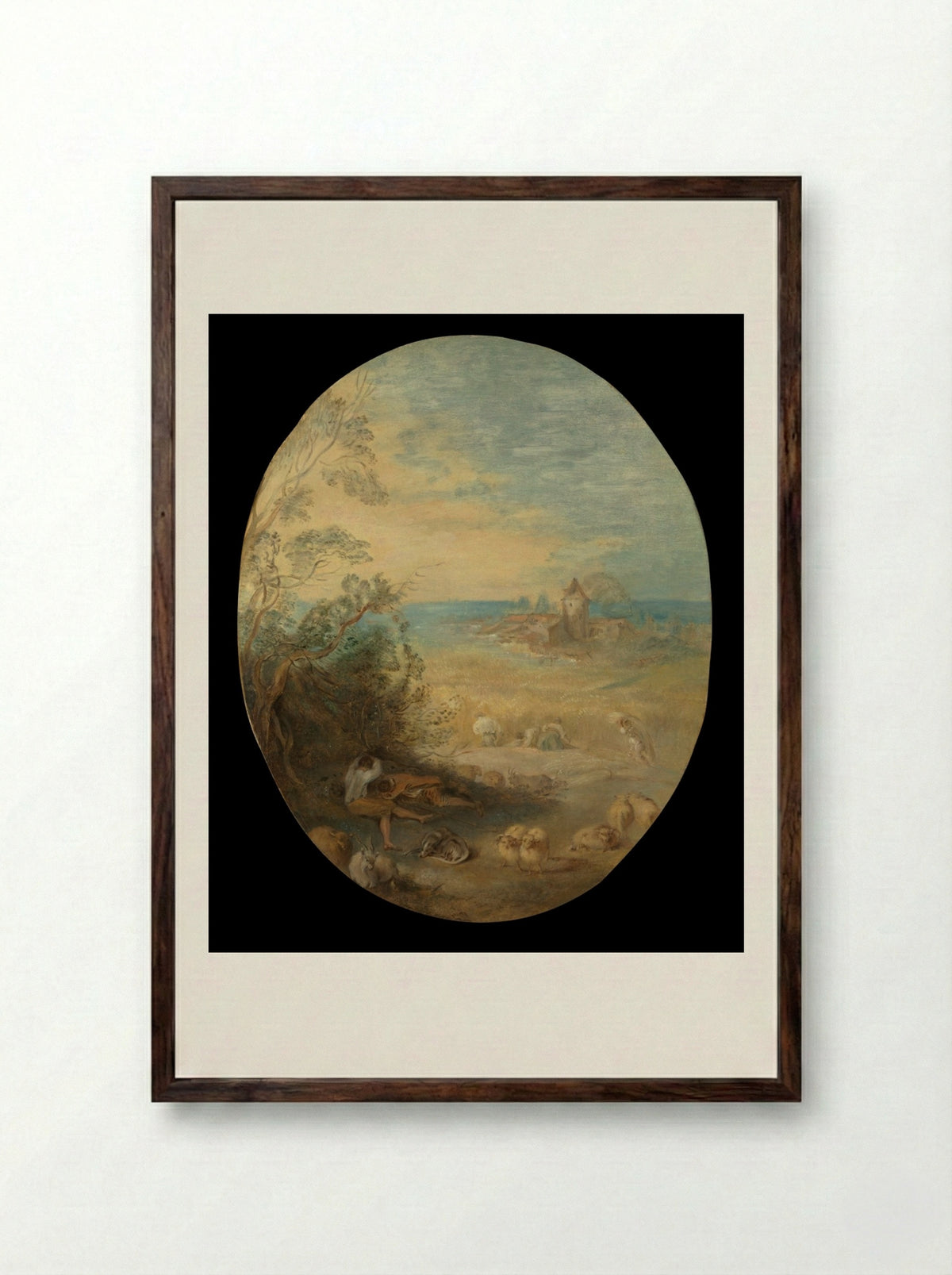 Summer - Jean-Baptiste Pater - Framed Print Dark Wood