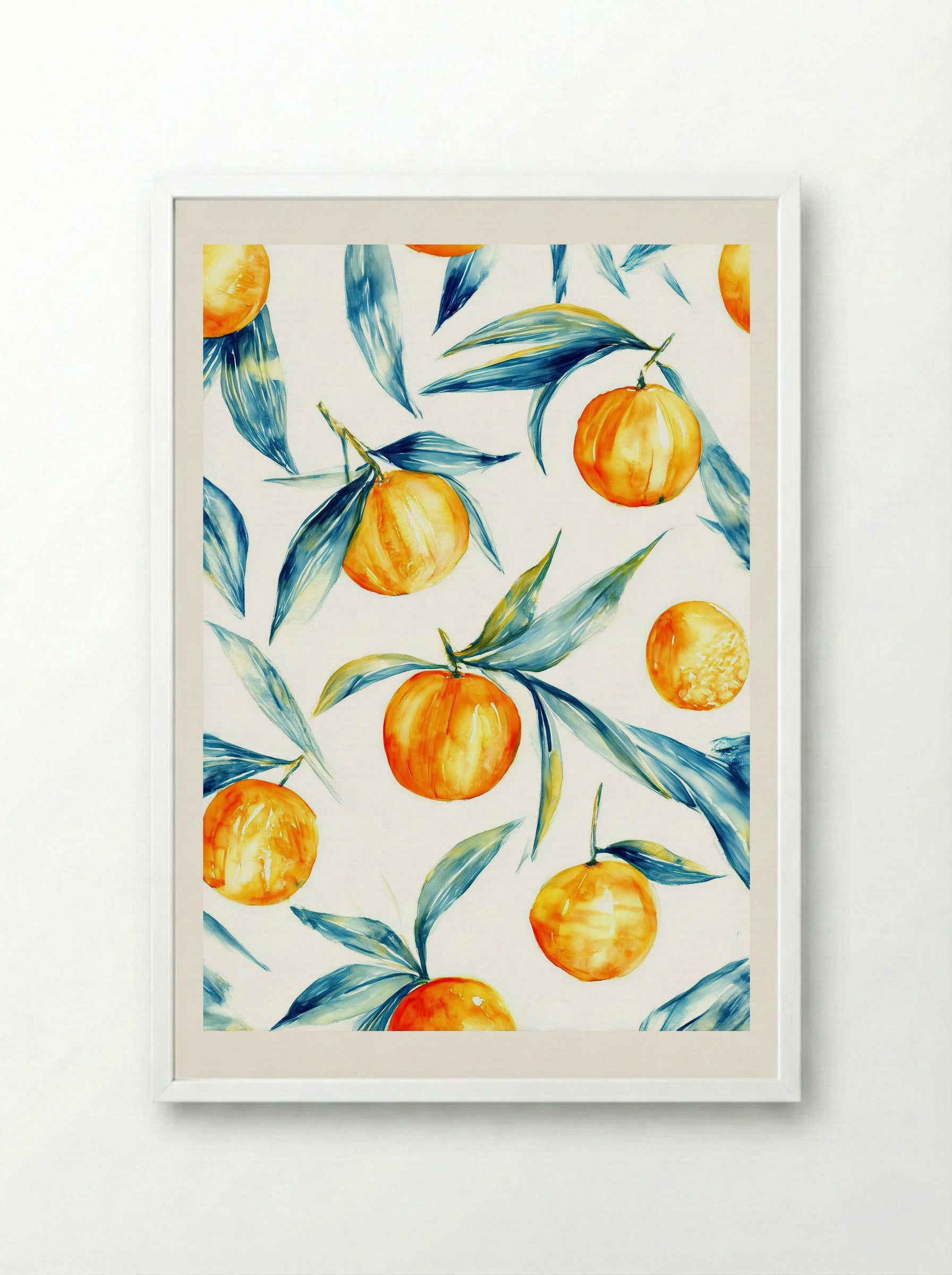 Sun Kissed Citrus Pattern - Framed Print White