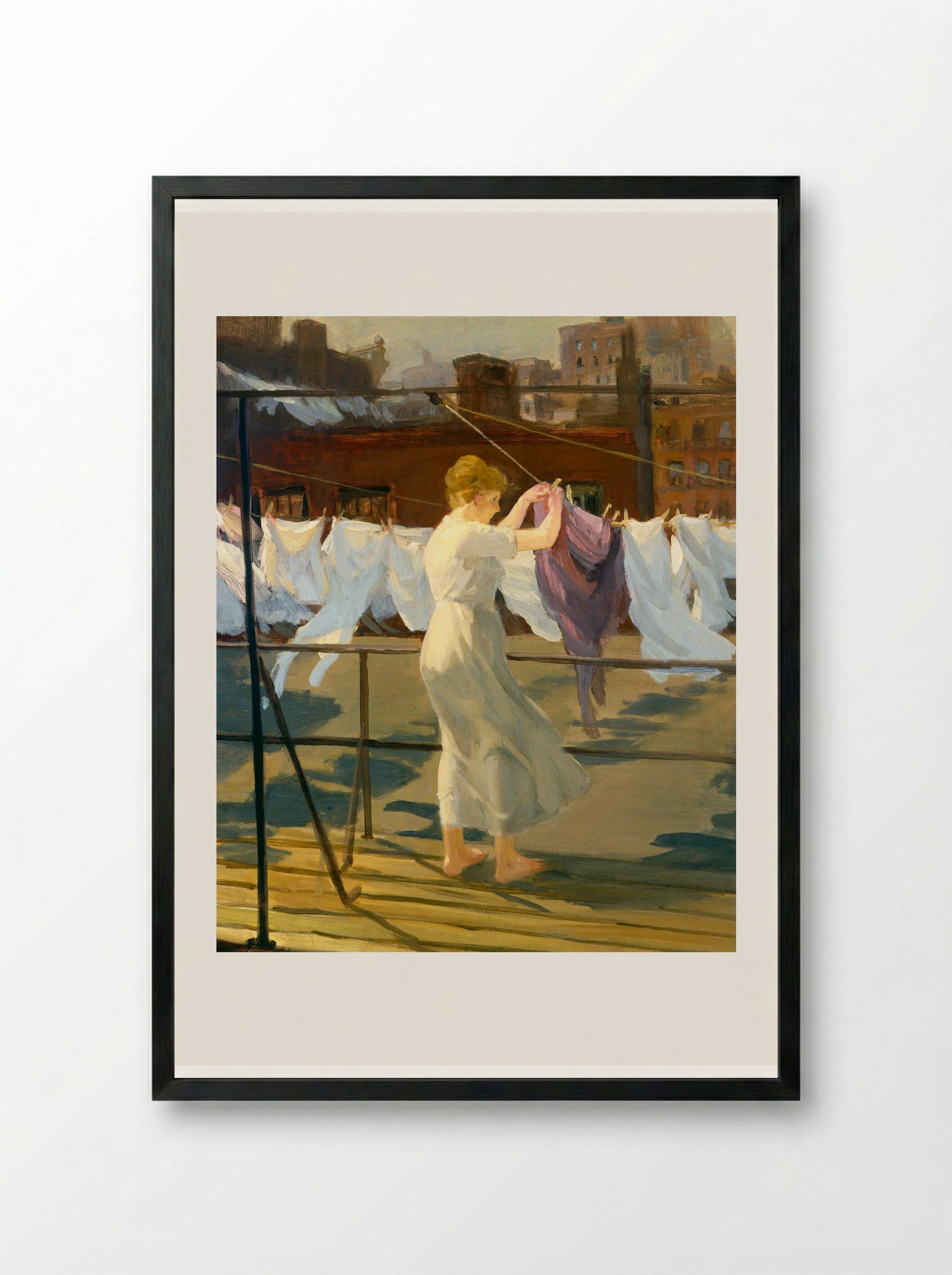 Sun and Wind on the Roof - John French Sloan - Framed Print Black