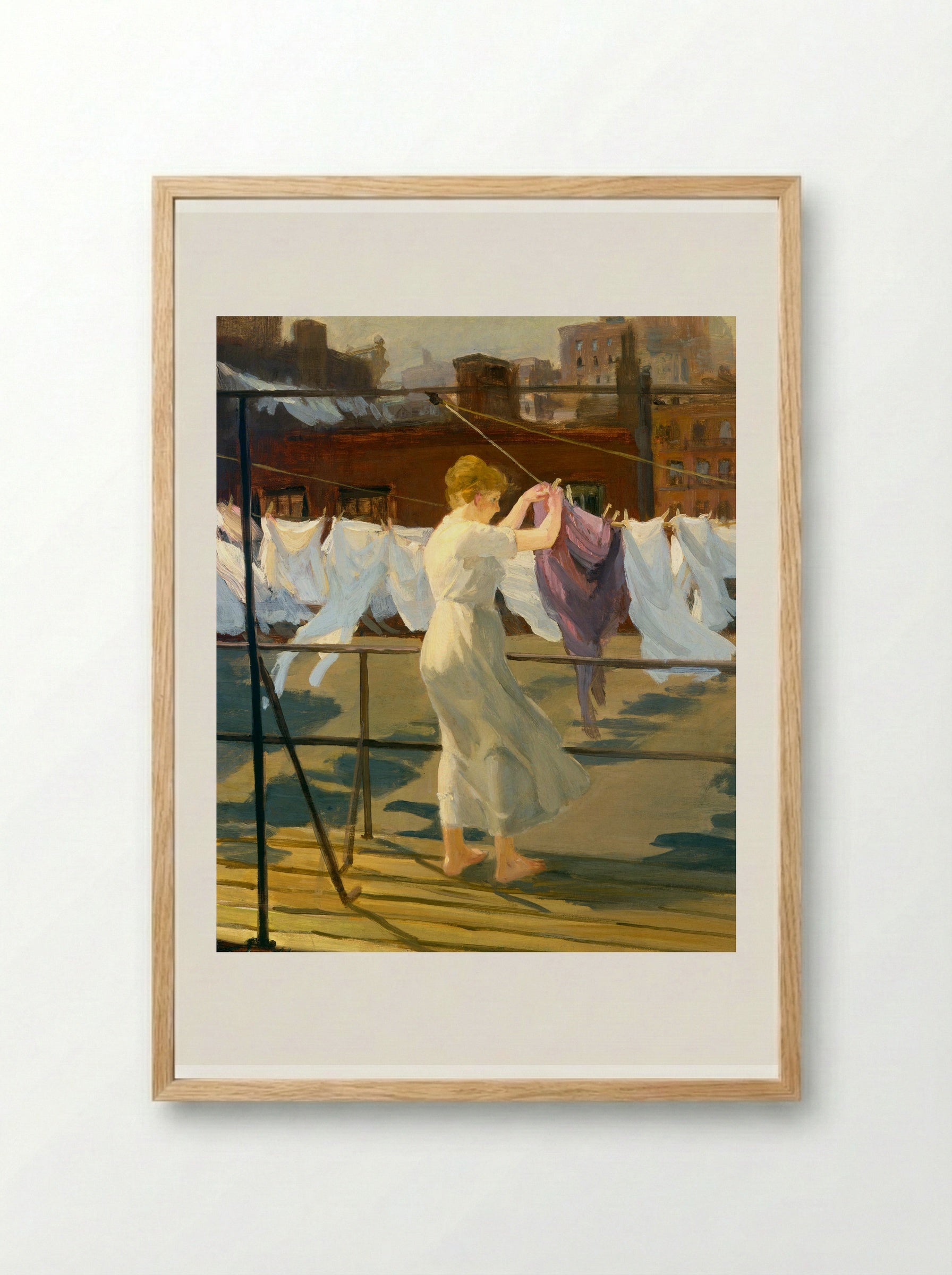 Sun and Wind on the Roof - John French Sloan - Framed Print Wood