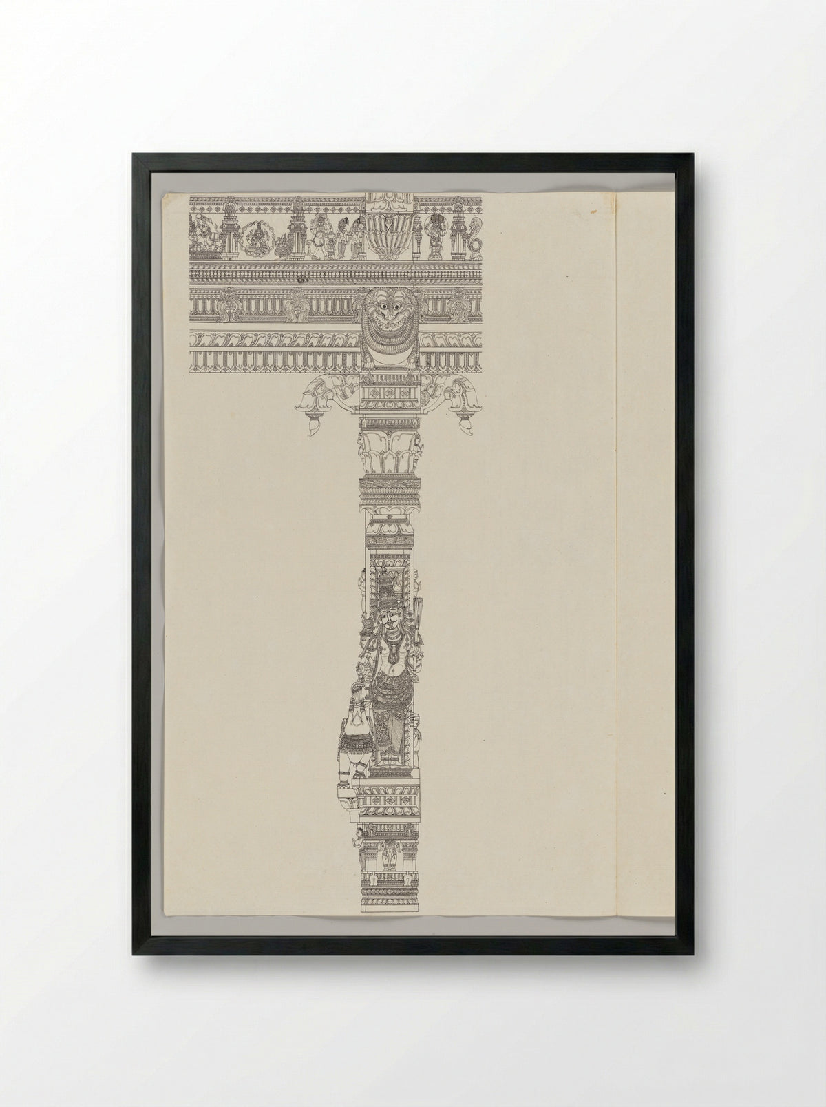 Sundareshvara as a Siddha Feeding Sugarcane to the Elephant - Fine Art Print - Framed Print Black