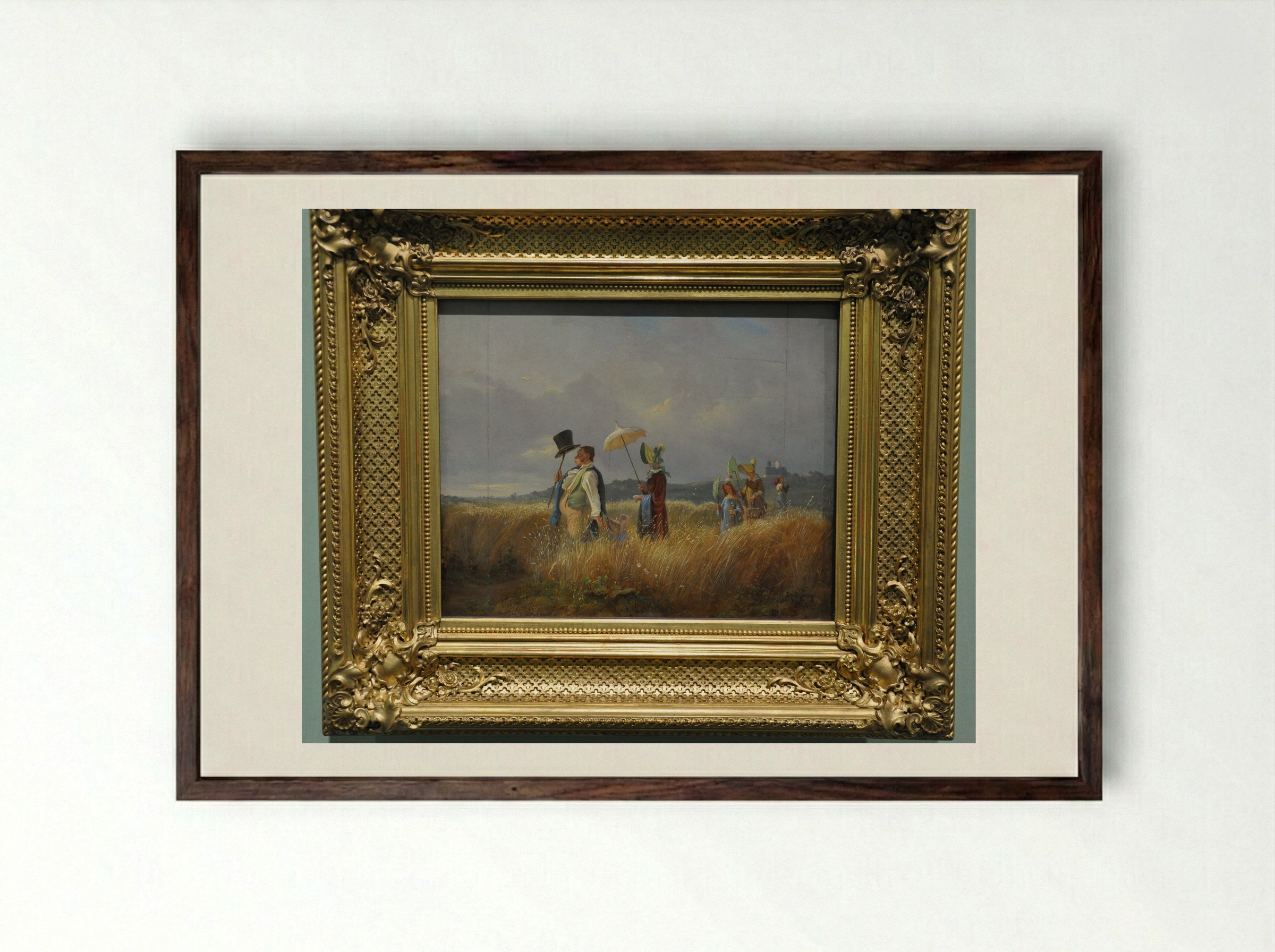 Sunday Stroll - Carl Spitzweg - Framed Print Dark Wood